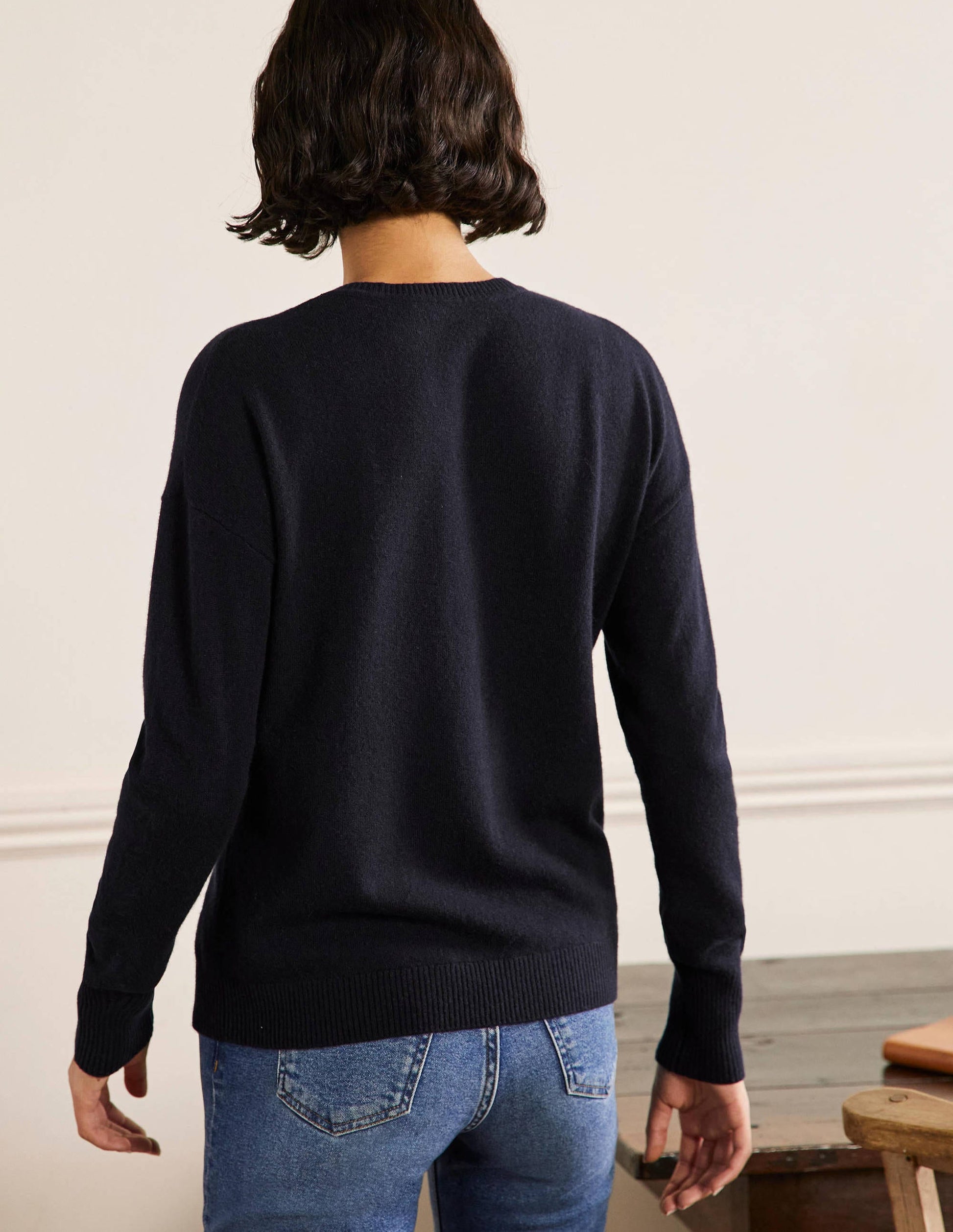 Margot Cashmere Sweater-Navy, Pineapple-3