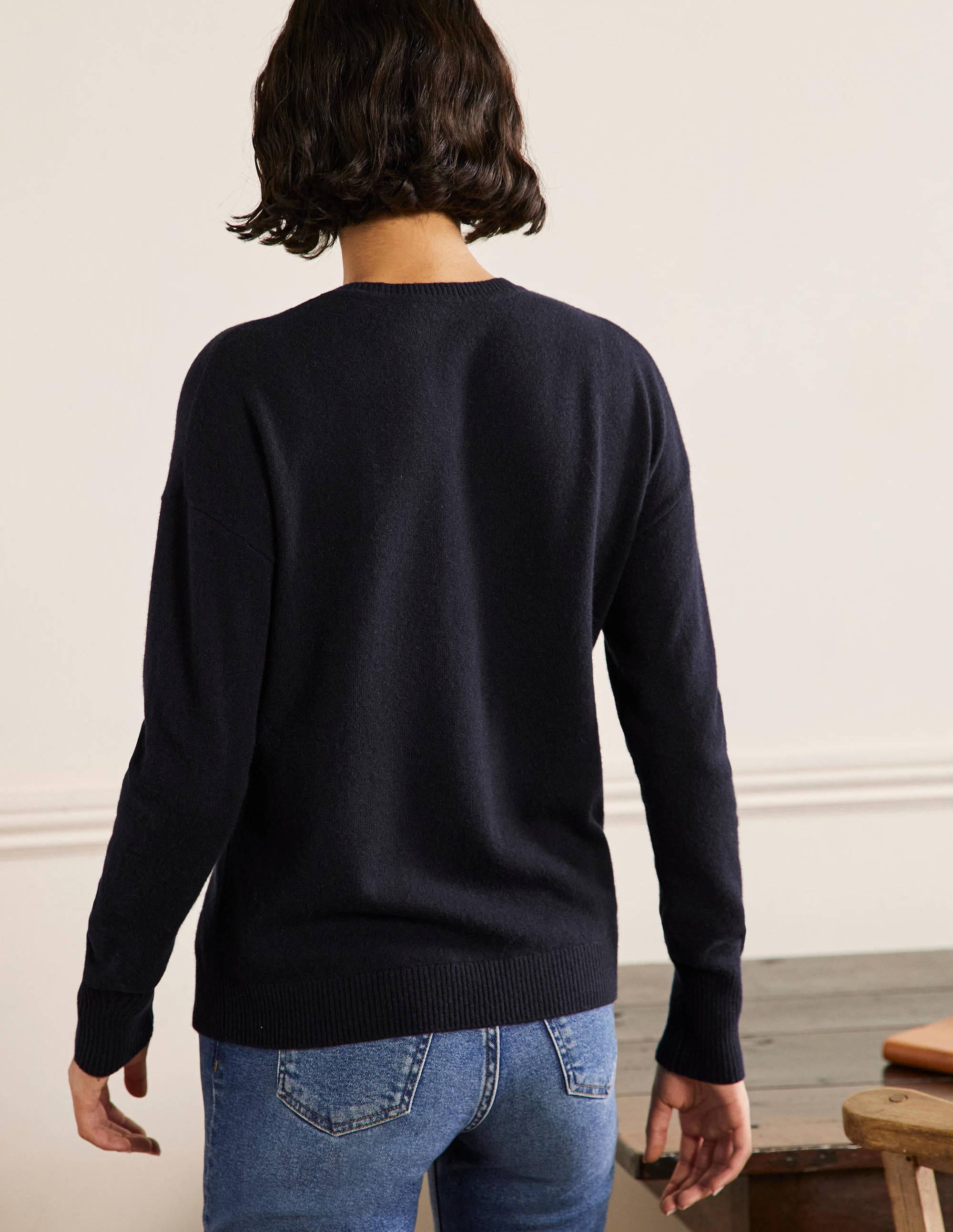 Margot Cashmere Sweater-Navy, Pineapple - Image 3