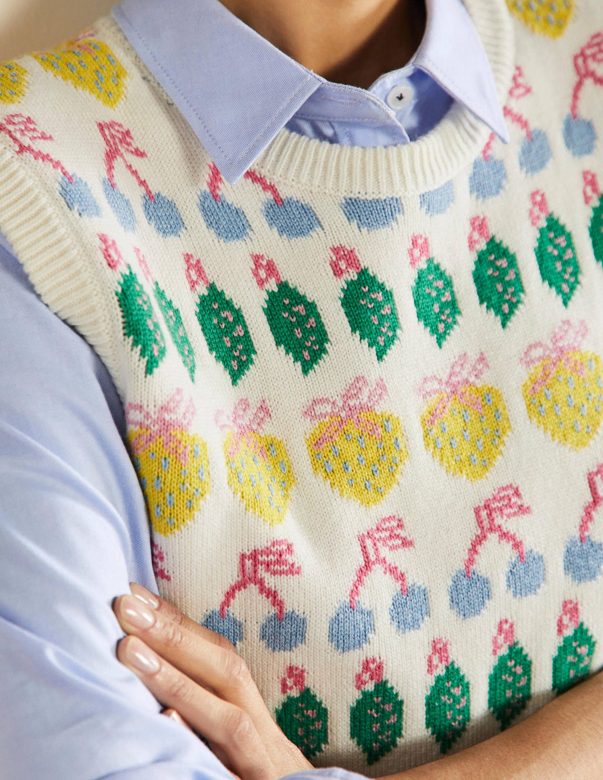 Fiona Sweater Vest-Ivory, Fruit - Image 2