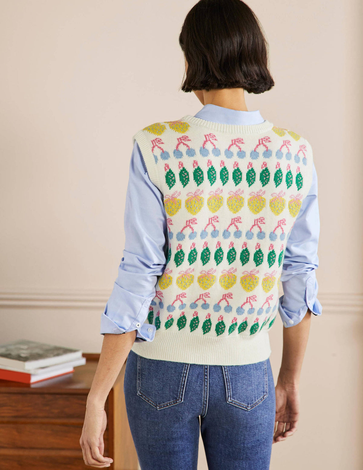 Fiona Sweater Vest-Ivory, Fruit - Image 3