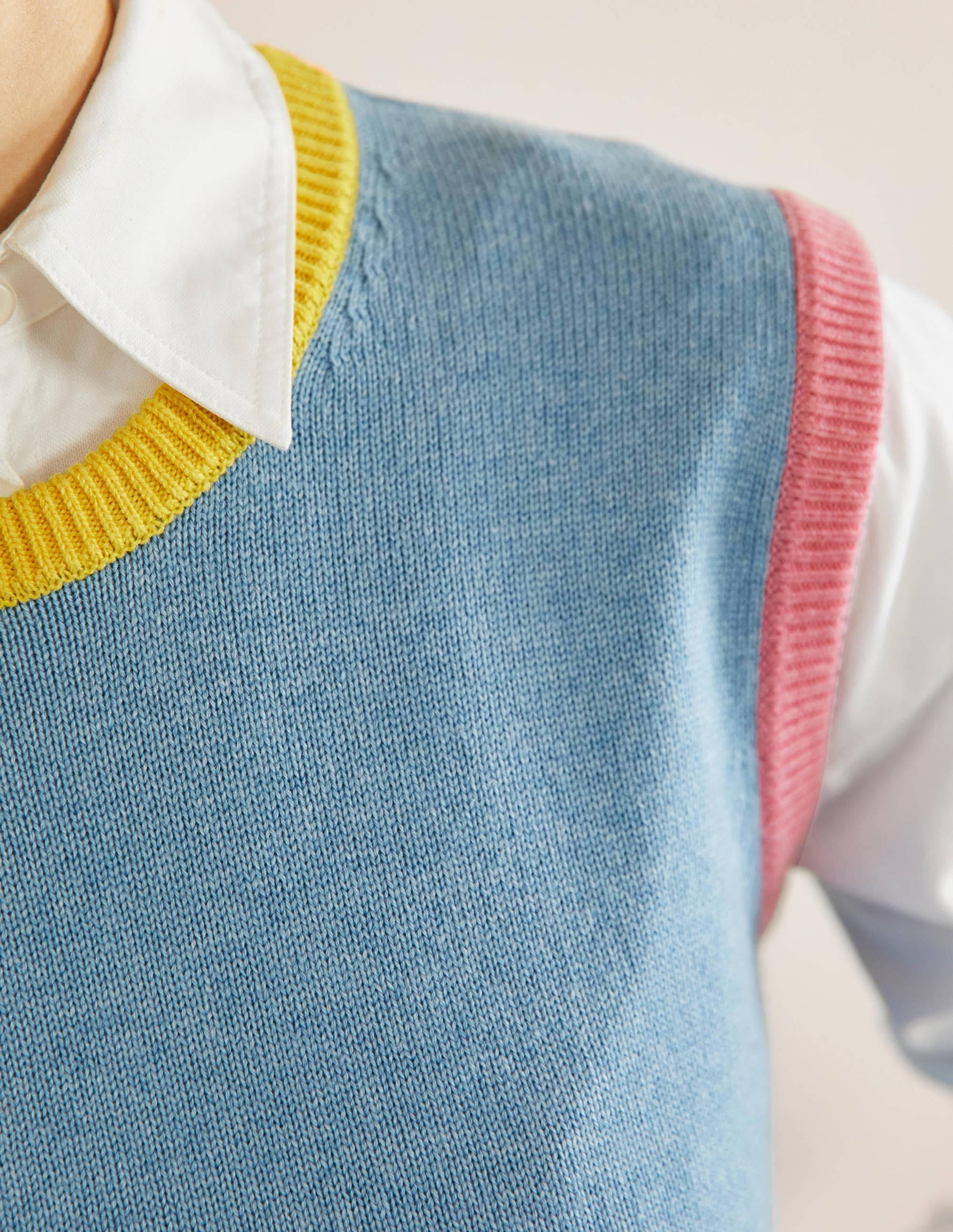 Fiona Sweater Vest-Dusty Blue Colourblock - Image 2
