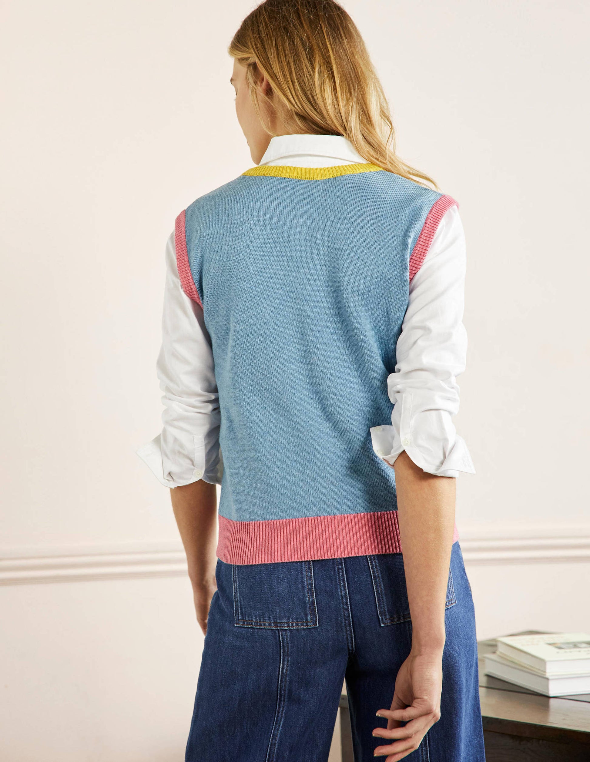 Fiona Sweater Vest-Dusty Blue Colourblock-3