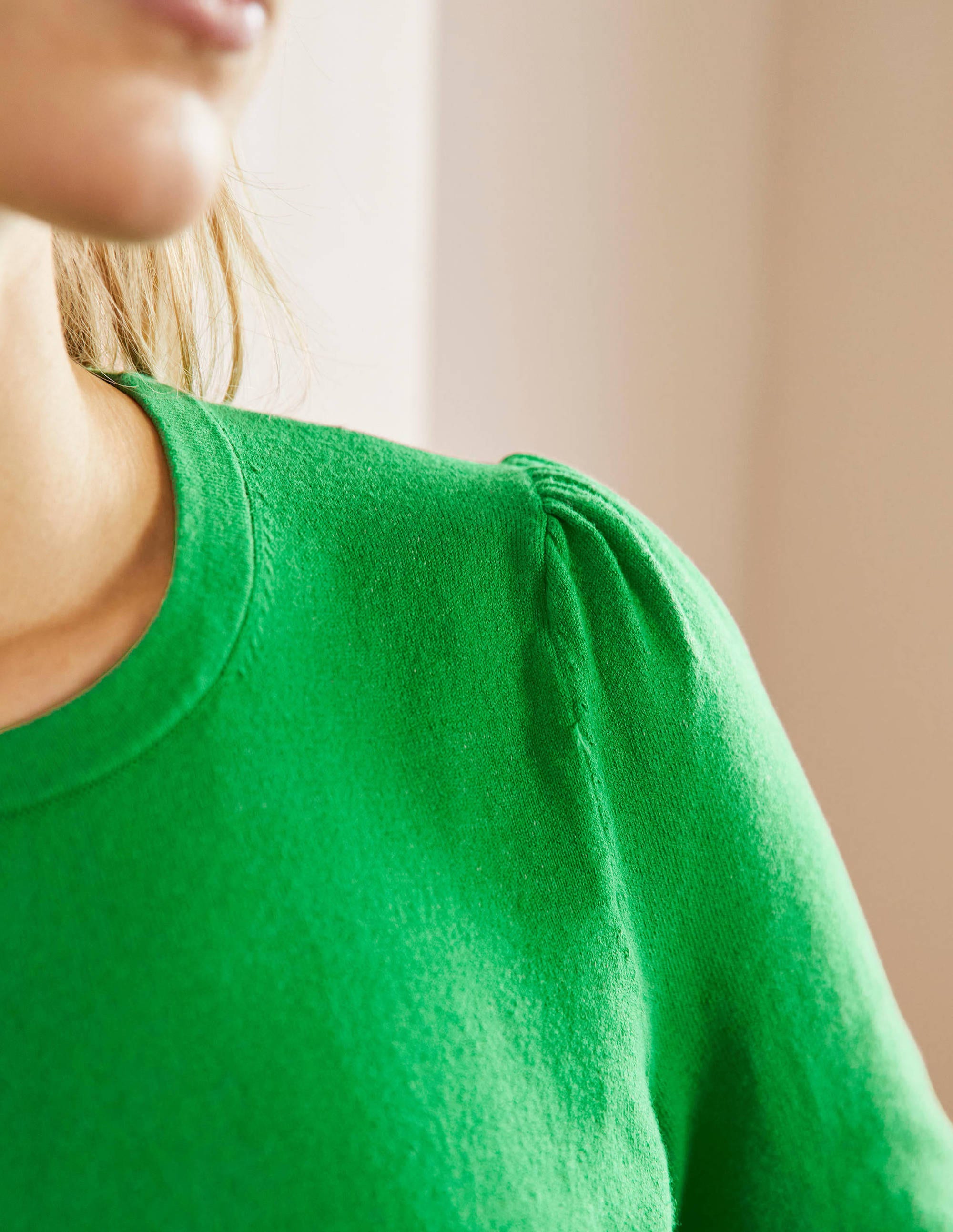Cotton Crew Knitted Top-Highland Green - Image 2