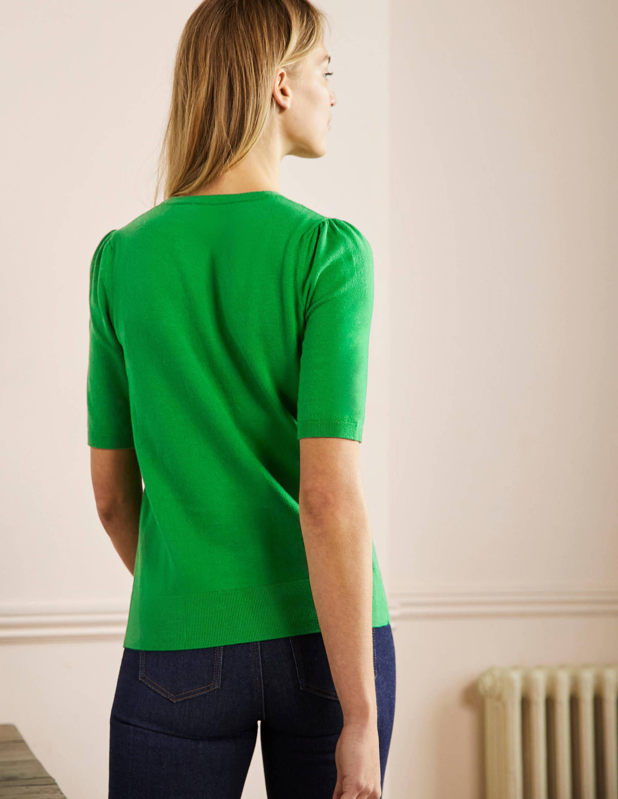 Cotton Crew Knitted Top-Highland Green - Image 3