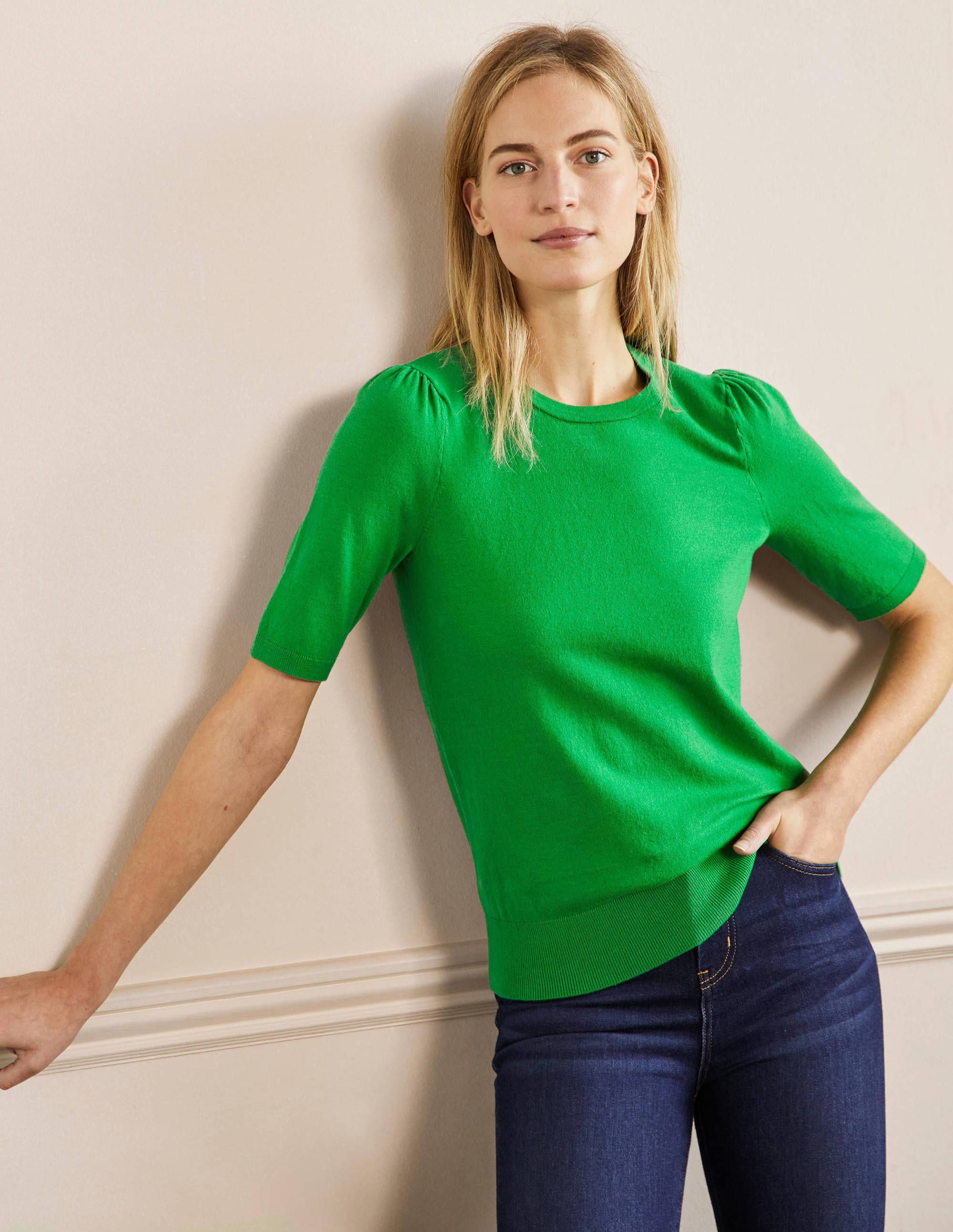 Cotton Crew Knitted Top-Highland Green - Image 4