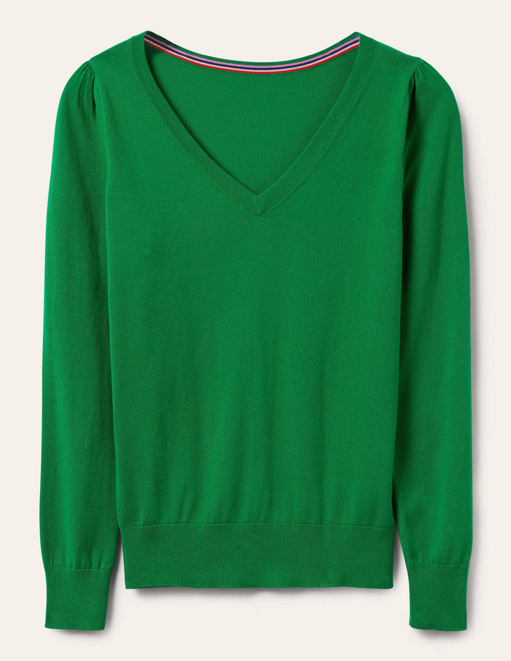 Cotton V-Neck Sweater-Highland Green-7