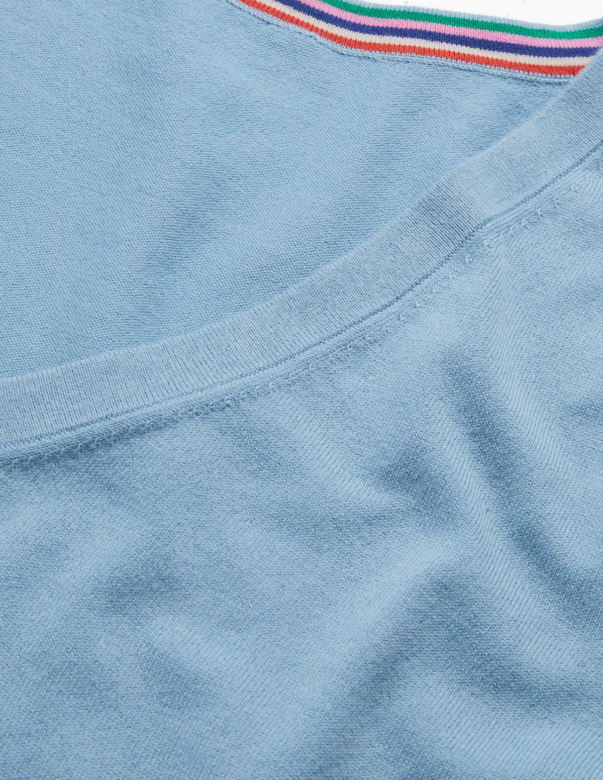 Cotton V-Neck Sweater-Dusty Blue - Image 5