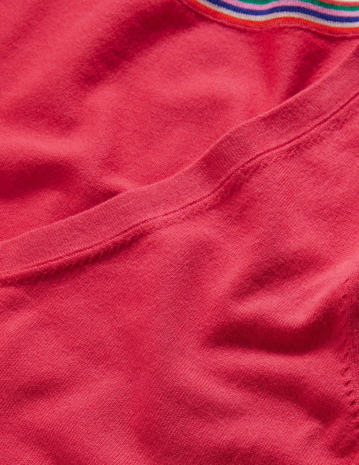 Cotton V-Neck Sweater-Radish - Image 5