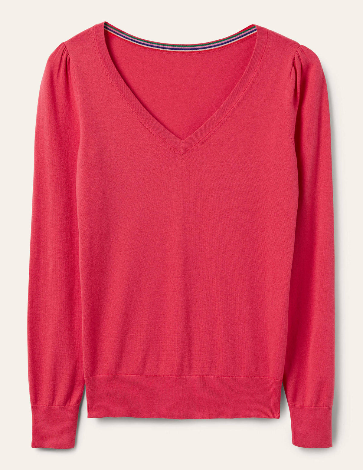 Cotton V-Neck Sweater-Radish - Image 6