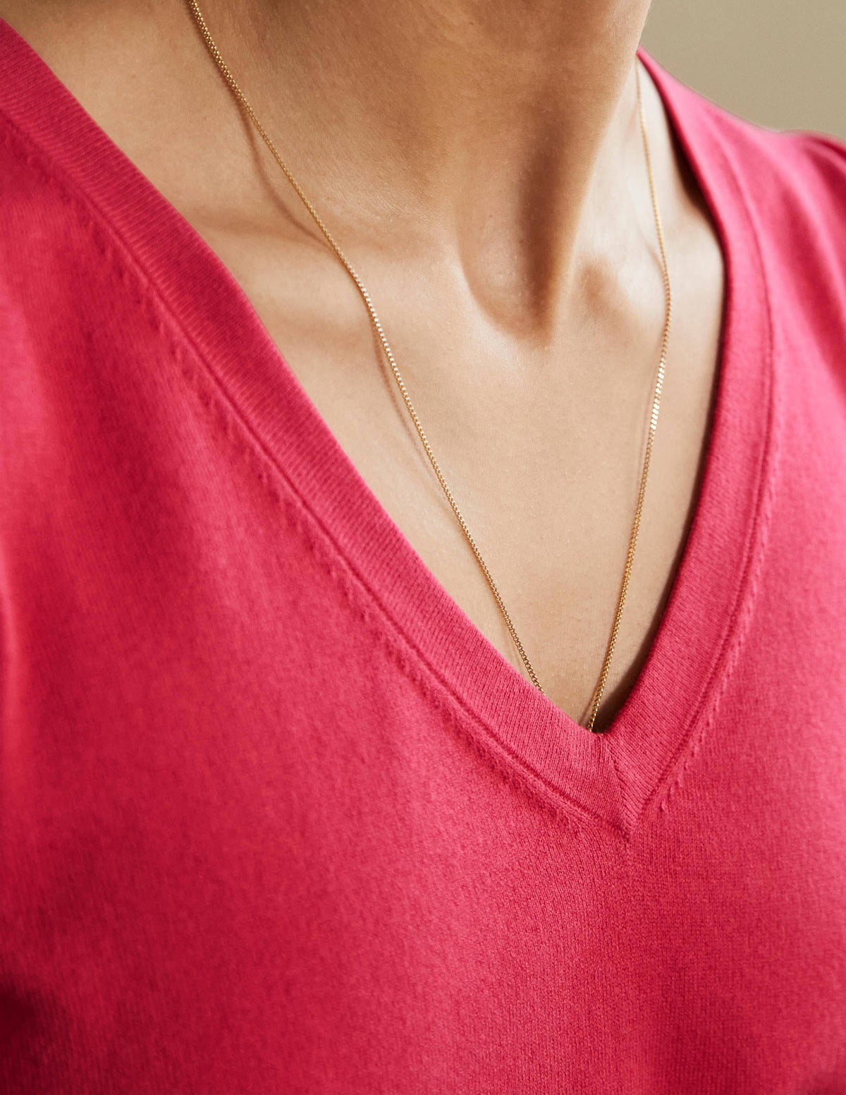 Cotton V-Neck Sweater-Radish - Image 2