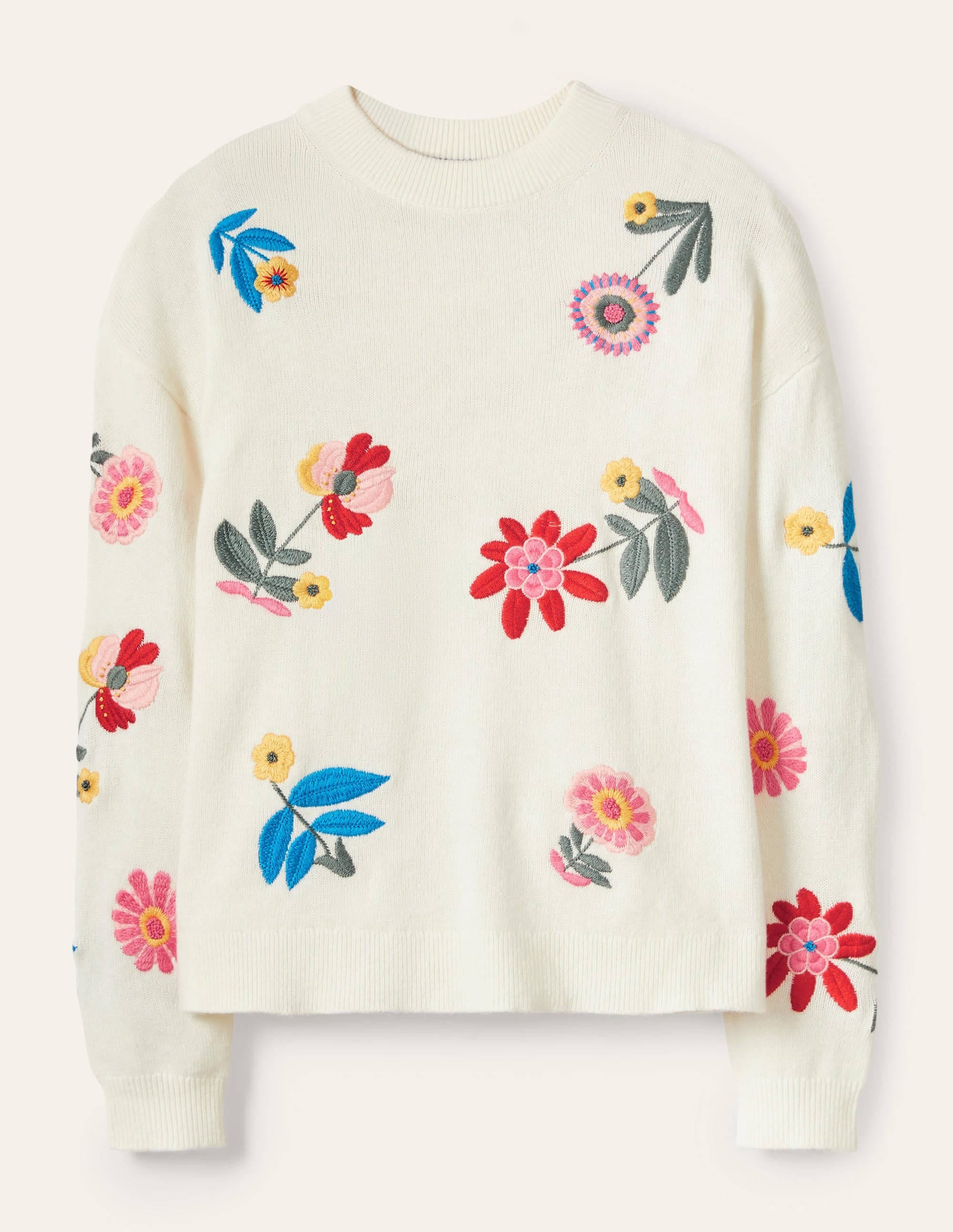 Relaxed Embroidered Sweater-Ivory - Image 5