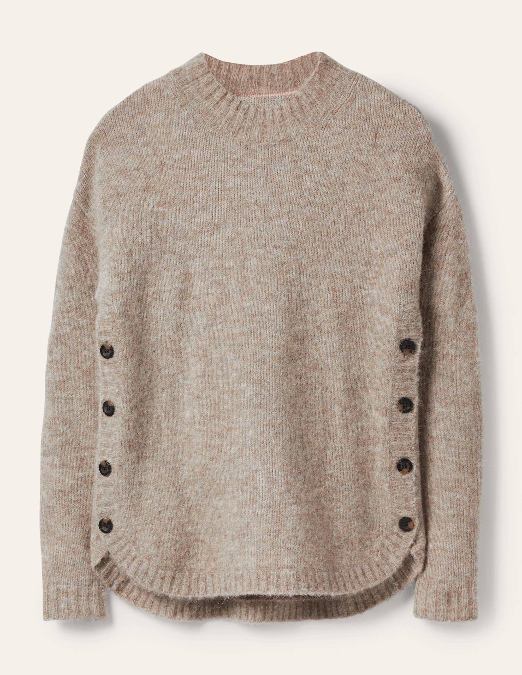 Fluffy Side Button Sweater-Mink Melange - Image 5