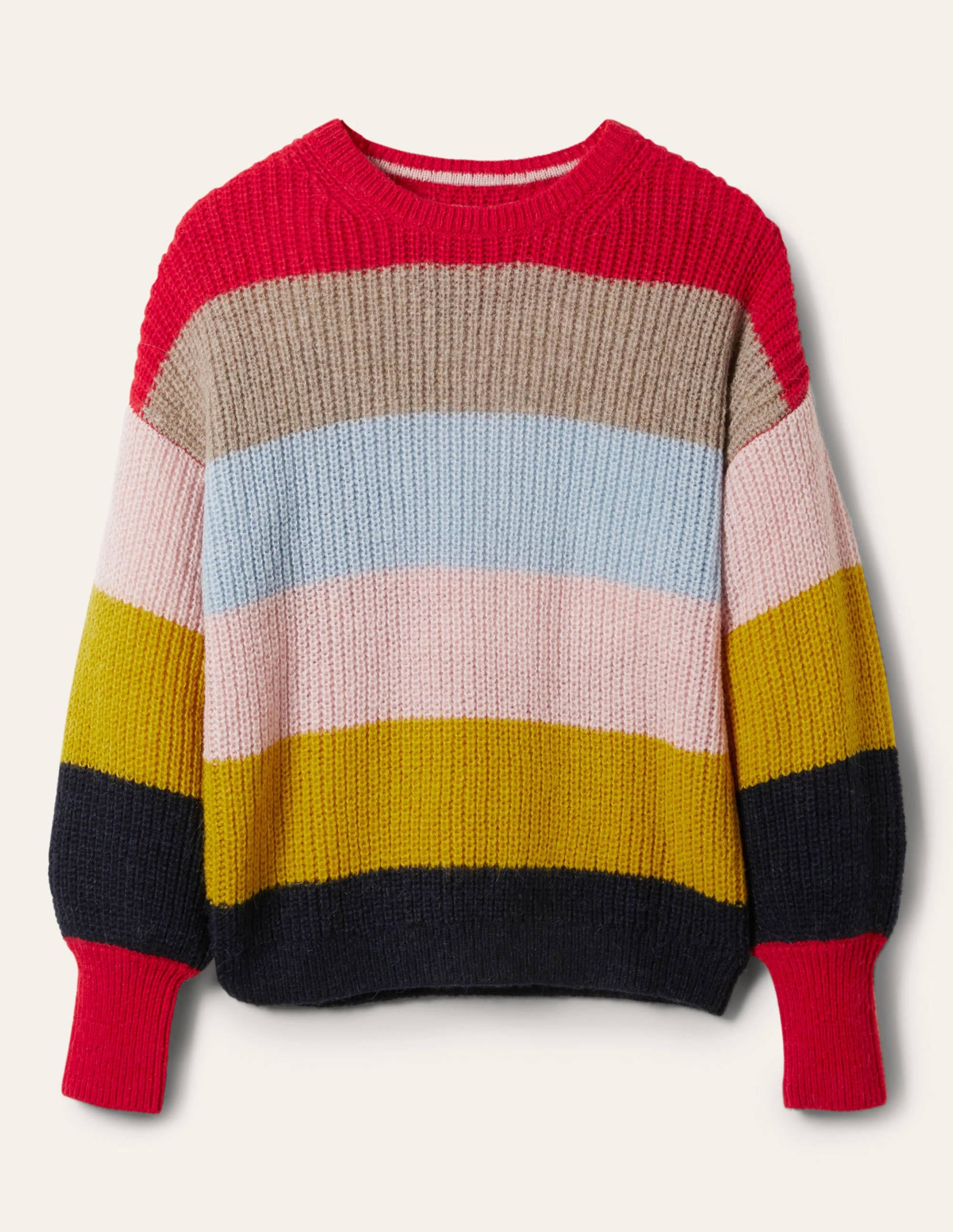 Blouson Cuff Fluffy Sweater-Fluffy Rainbow Multi Stripe - Image 5