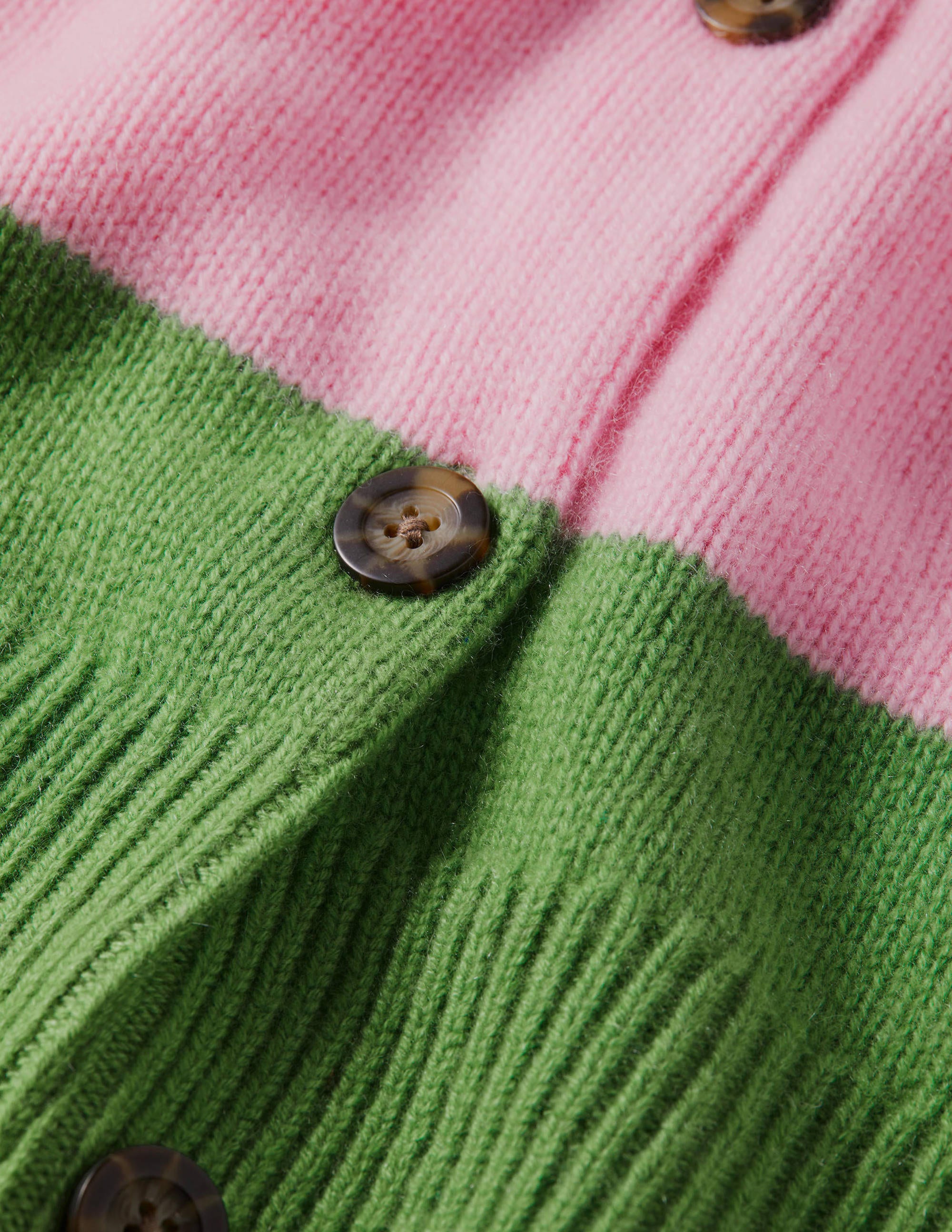 Chunky Cashmere Cardigan-English Ivy, Cameo Pink Stripe - Image 6