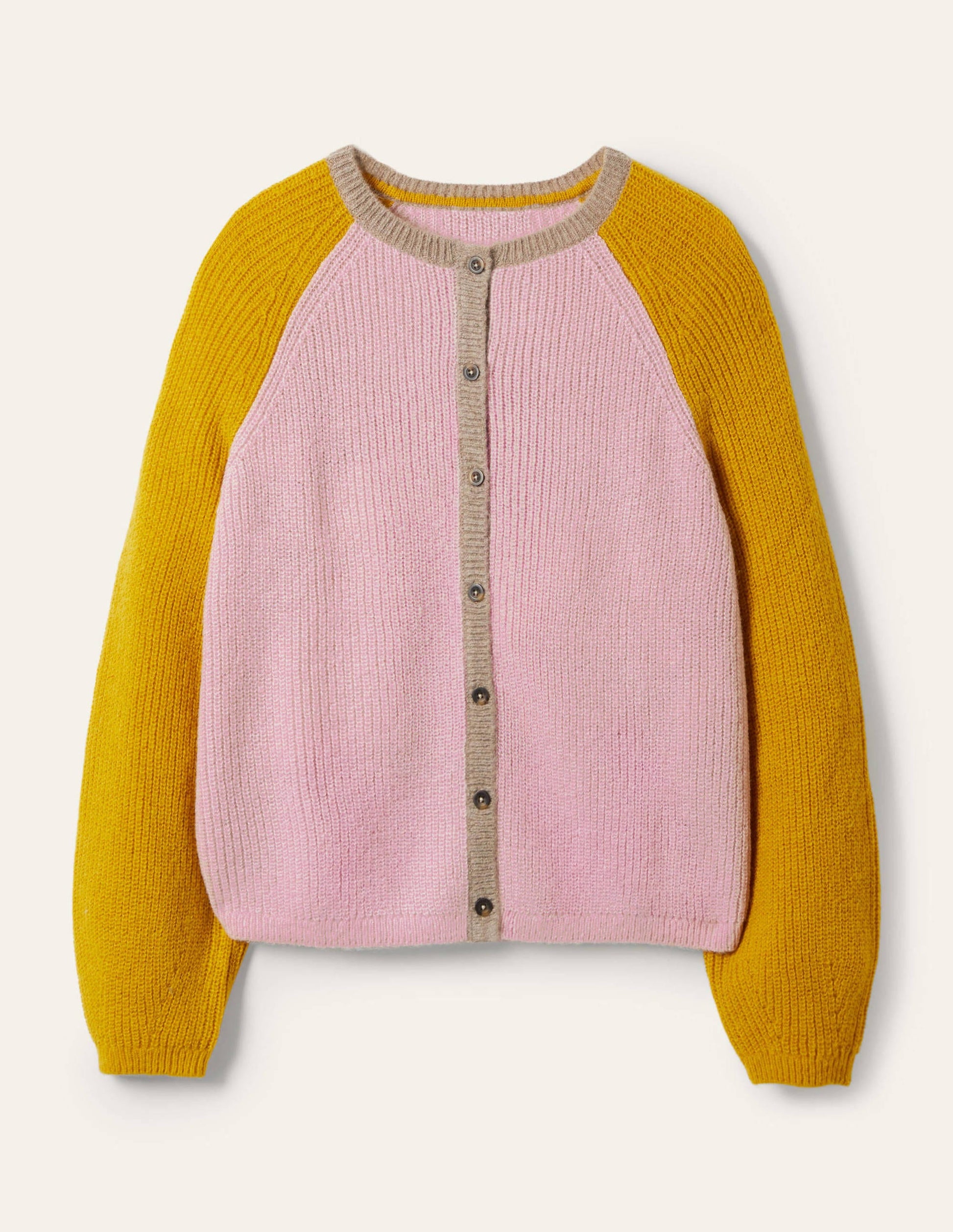 Fluffy Colourblock Cardigan-Milkshake, Olive Oil-2