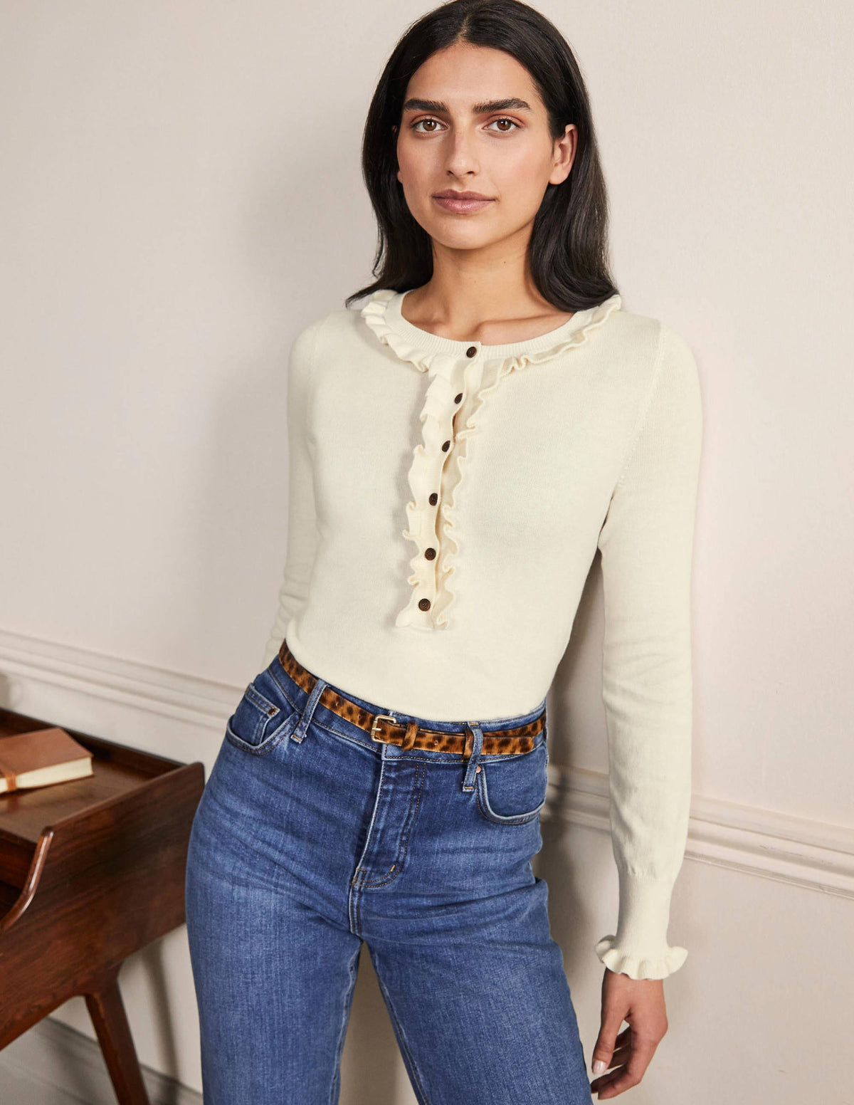 Lara Frill Henley Sweater-Ivory-1