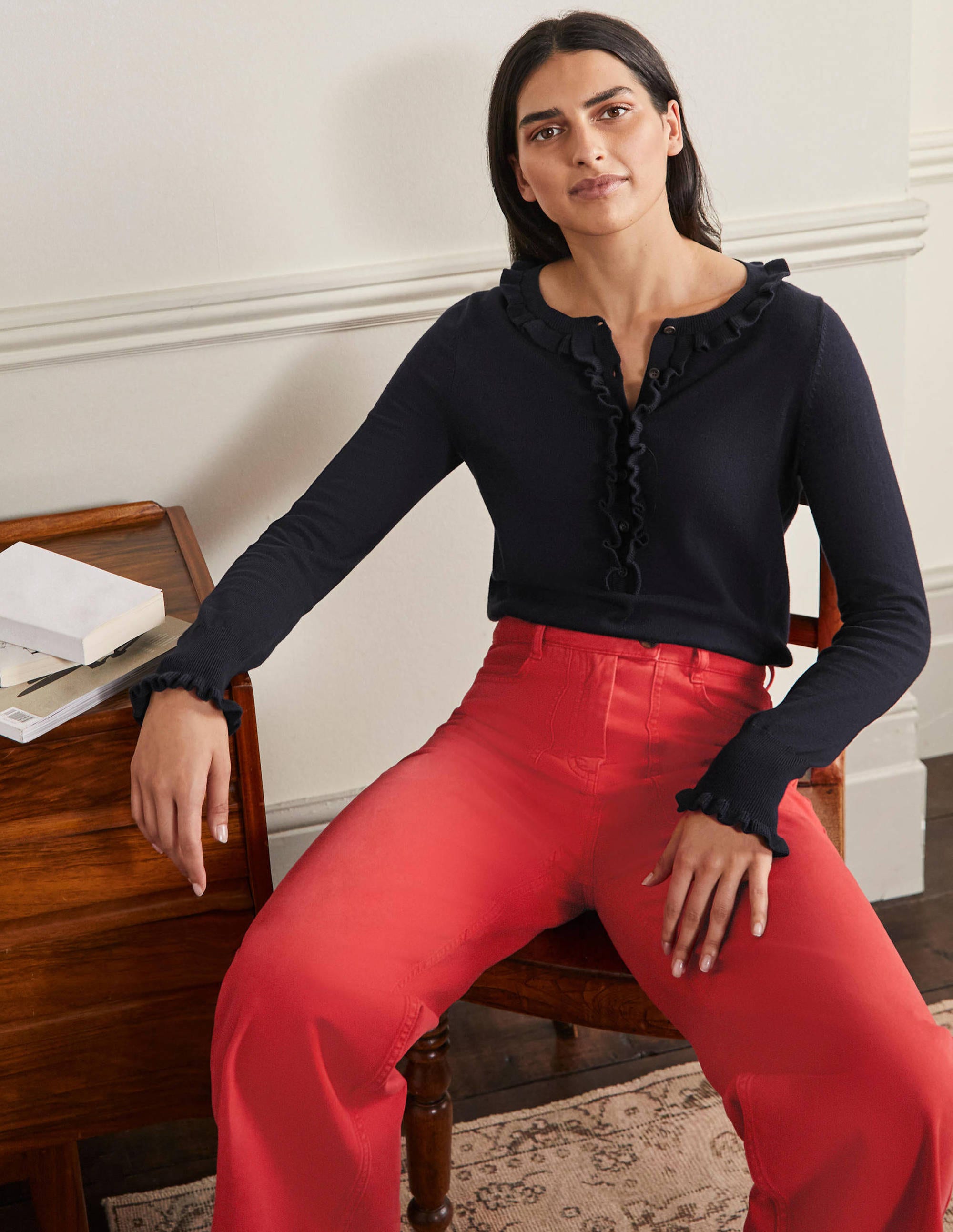 Lara Frill Henley Sweater-Navy - Image 4