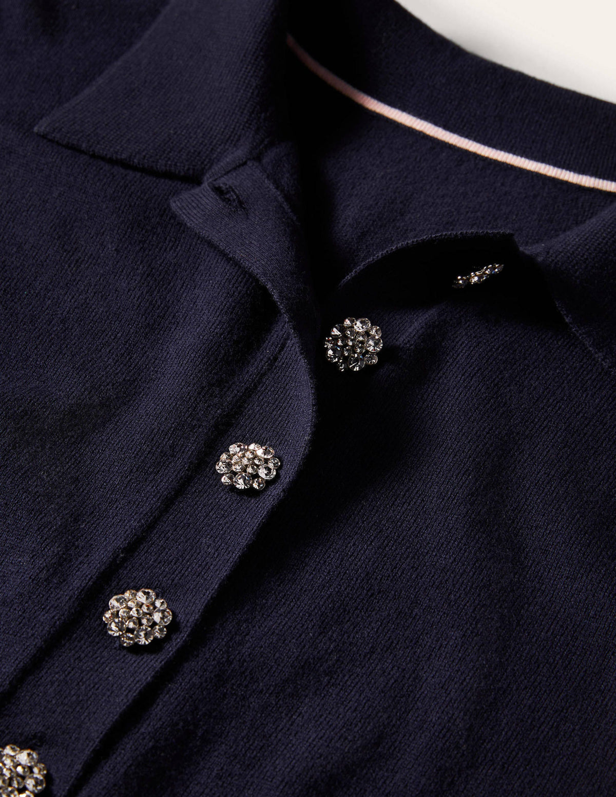 Jewelled Button Rugby Sweater-Navy - Image 7