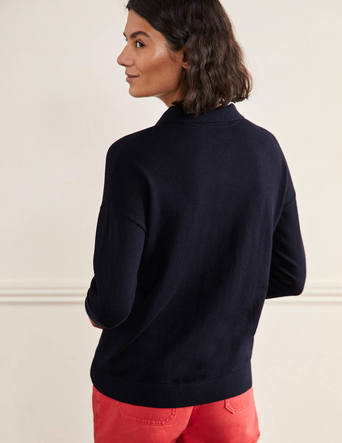 Jewelled Button Rugby Sweater-Navy - Image 3