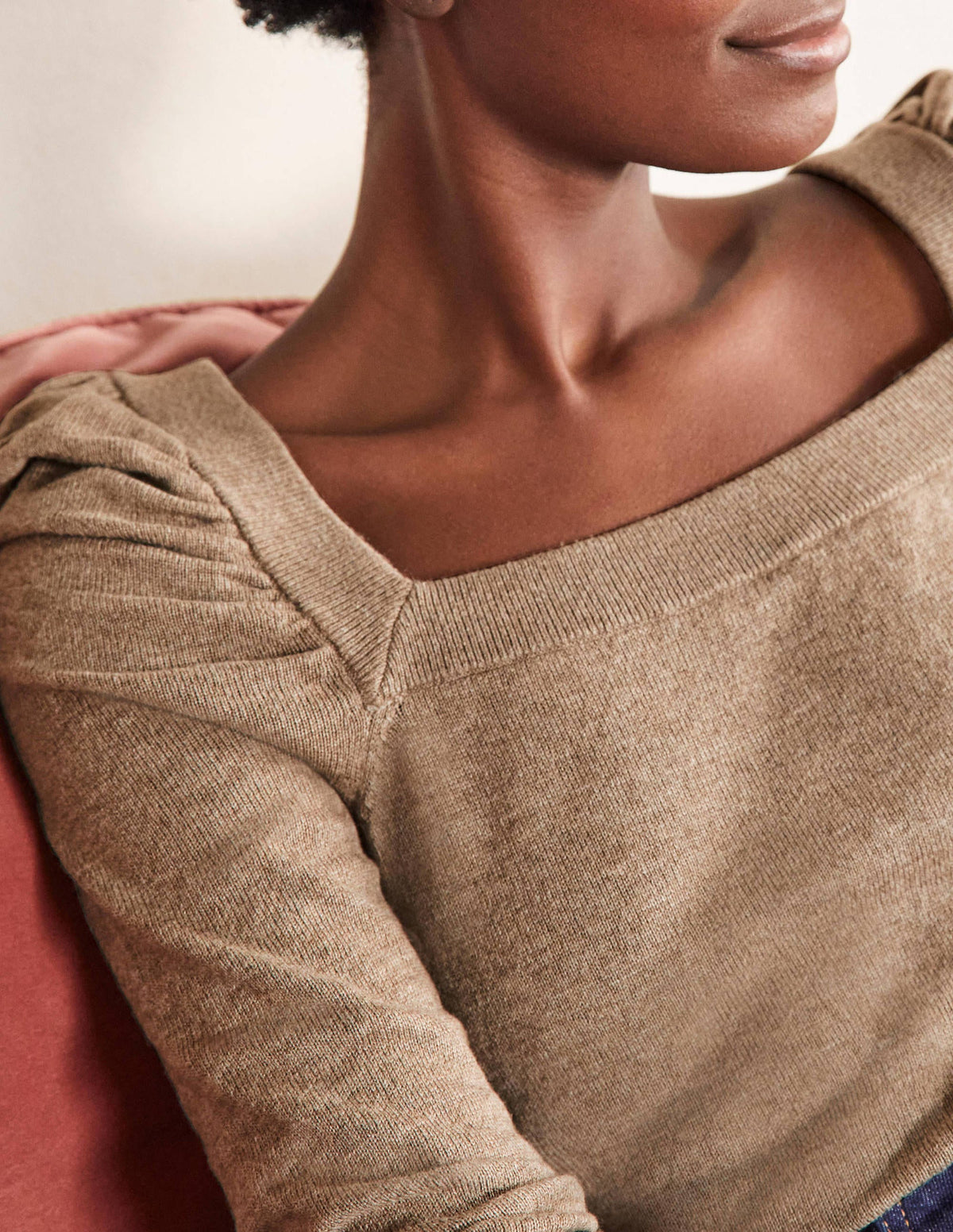 Square Neck Sweater-Dark Mink Melange - Image 2