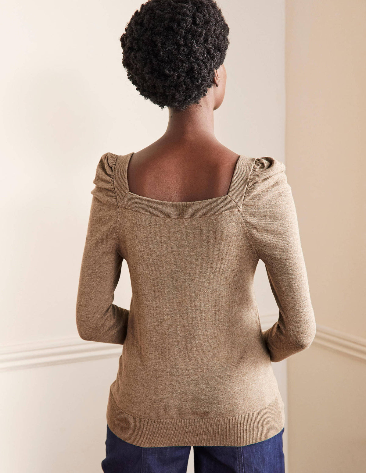 Square Neck Sweater-Dark Mink Melange - Image 3