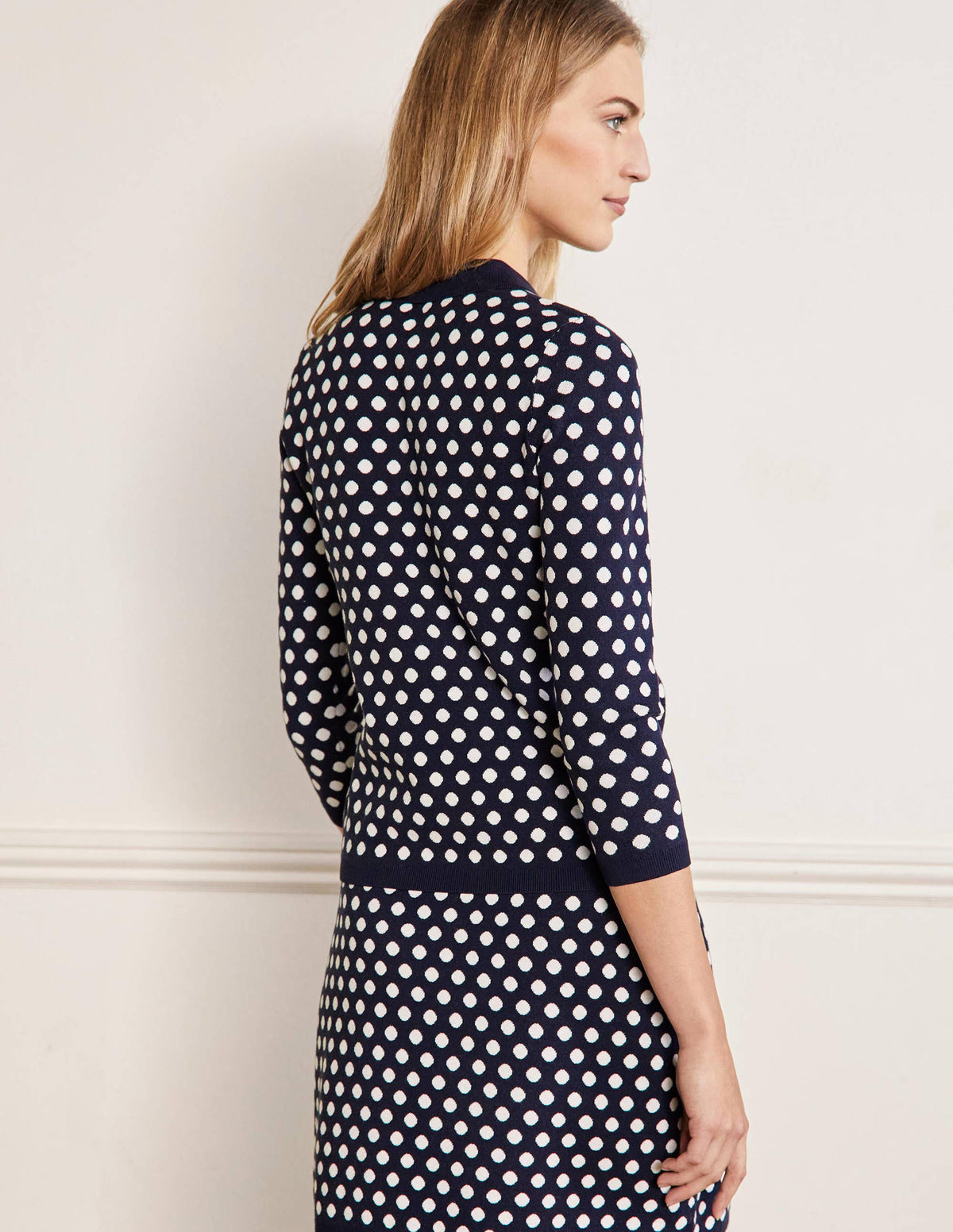 Cleo Jacquard Henley Sweater-Navy, Ivory Spot-3