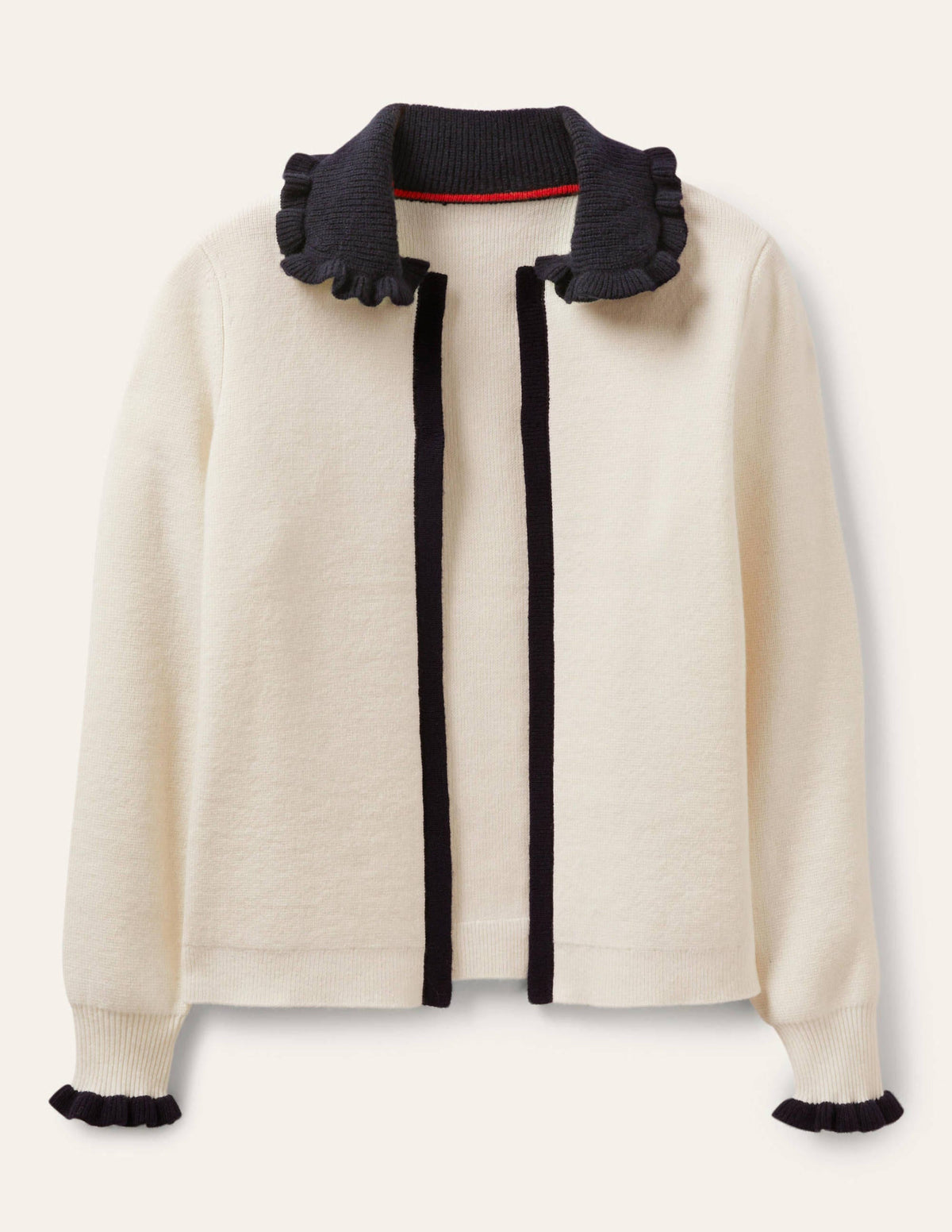 Frill Collared Cardigan-Ivory/Navy - Image 5