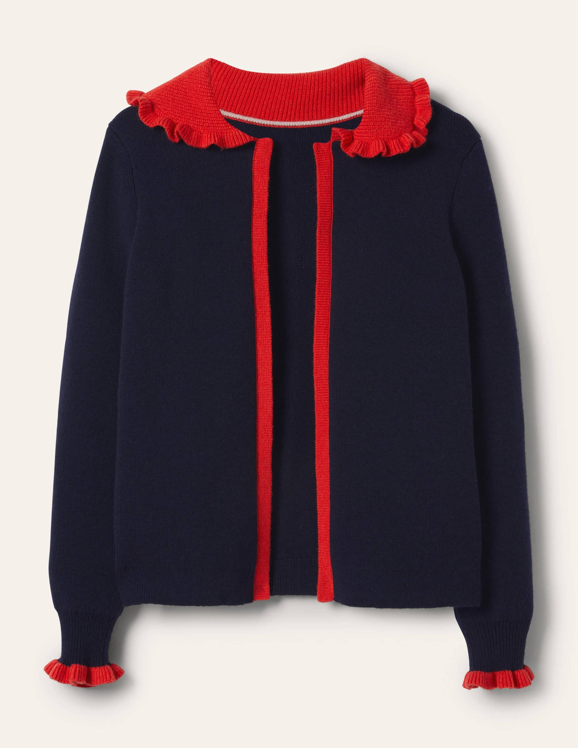 Frill Collared Cardigan-Navy/Bright Poppy - Image 5