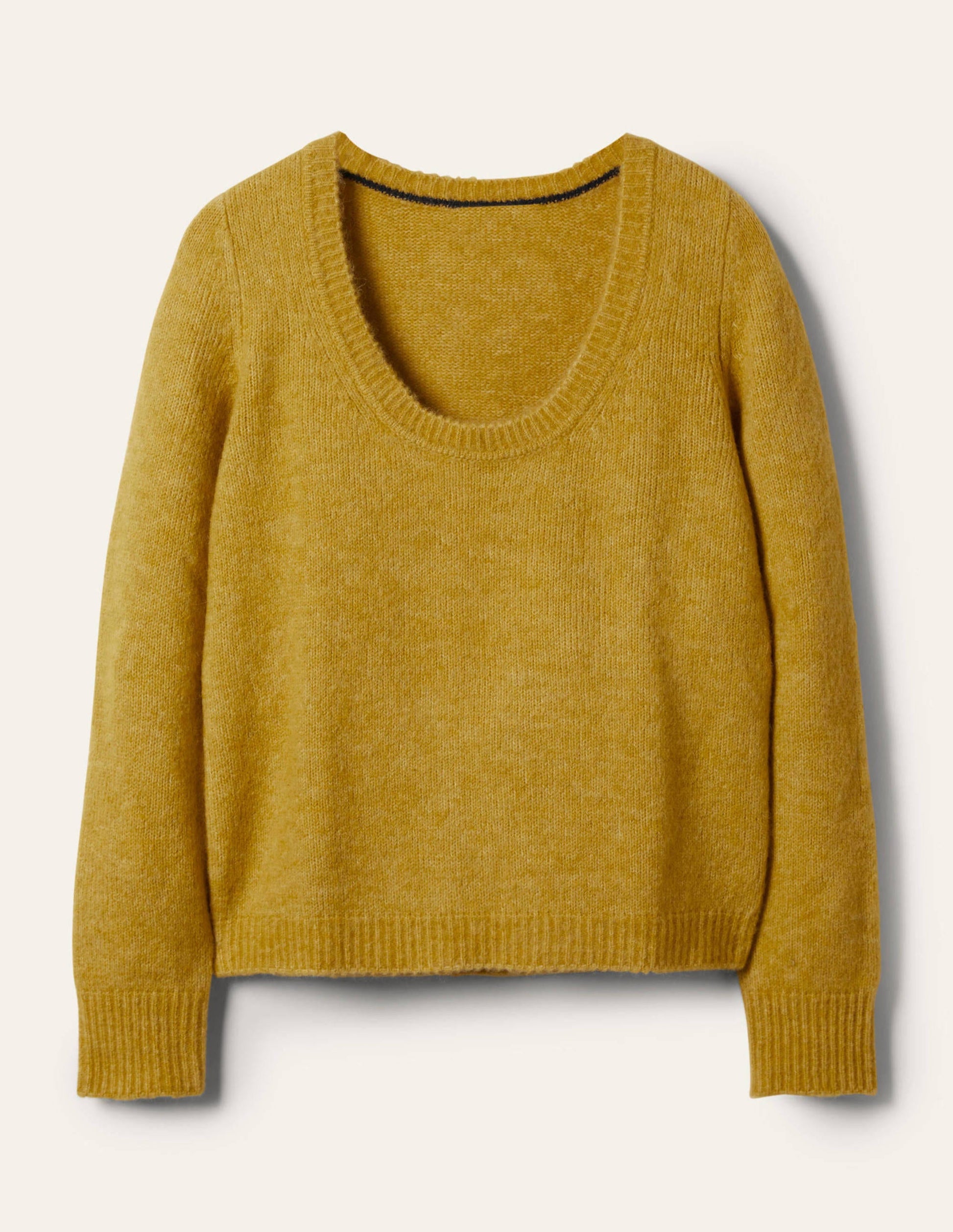 Scoop Neck Fluffy Sweater-Olive Oil-5