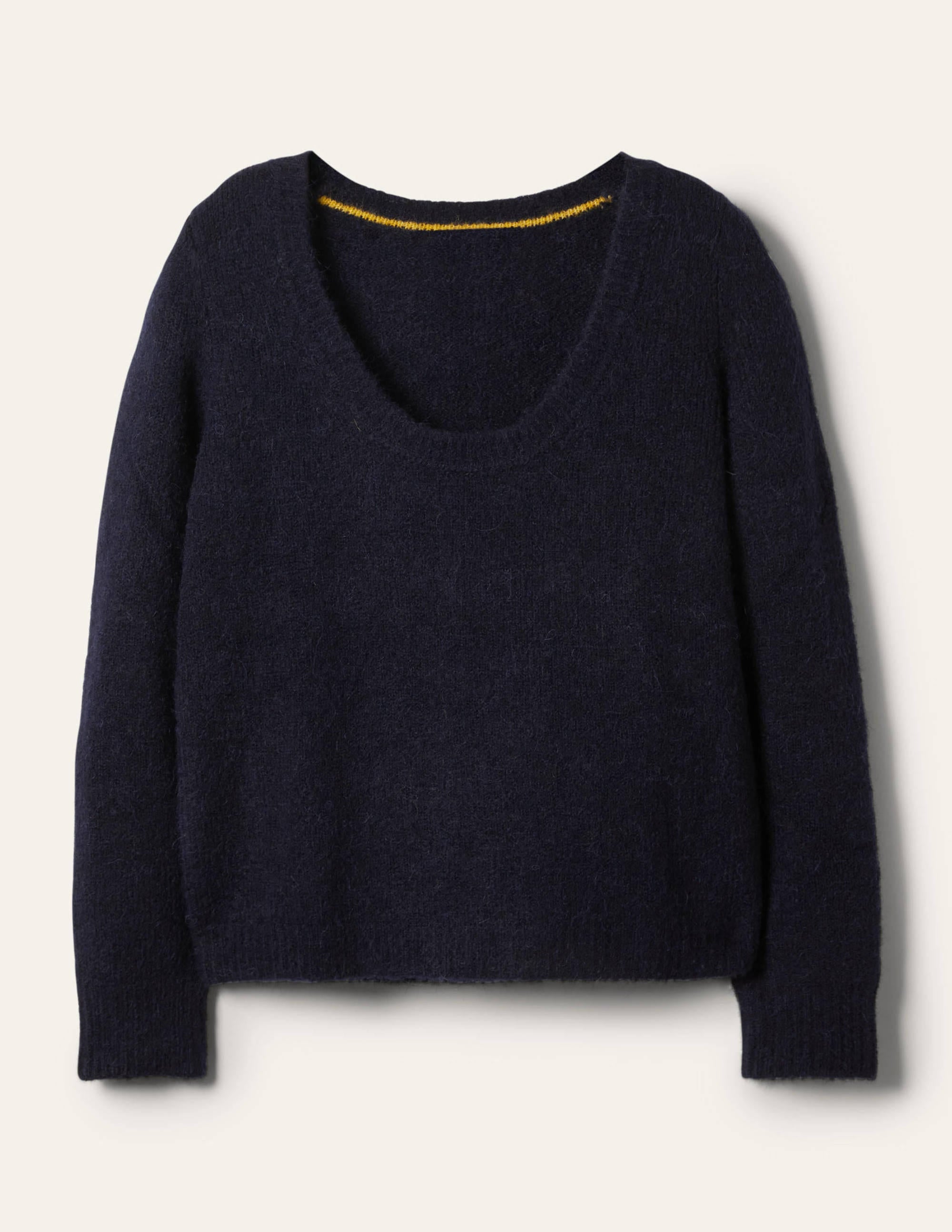 Scoop Neck Fluffy Sweater-Navy - Image 5