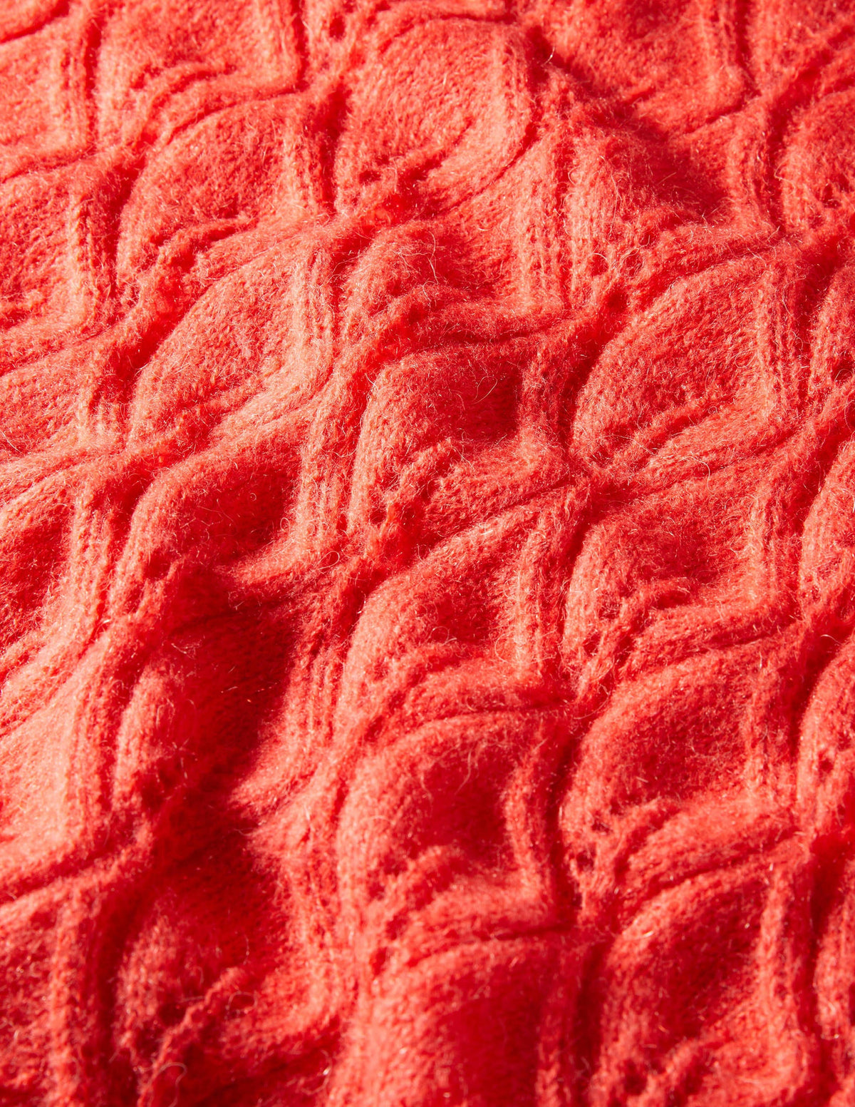 Pointelle Fluffy Sweater-Bright Coral-5