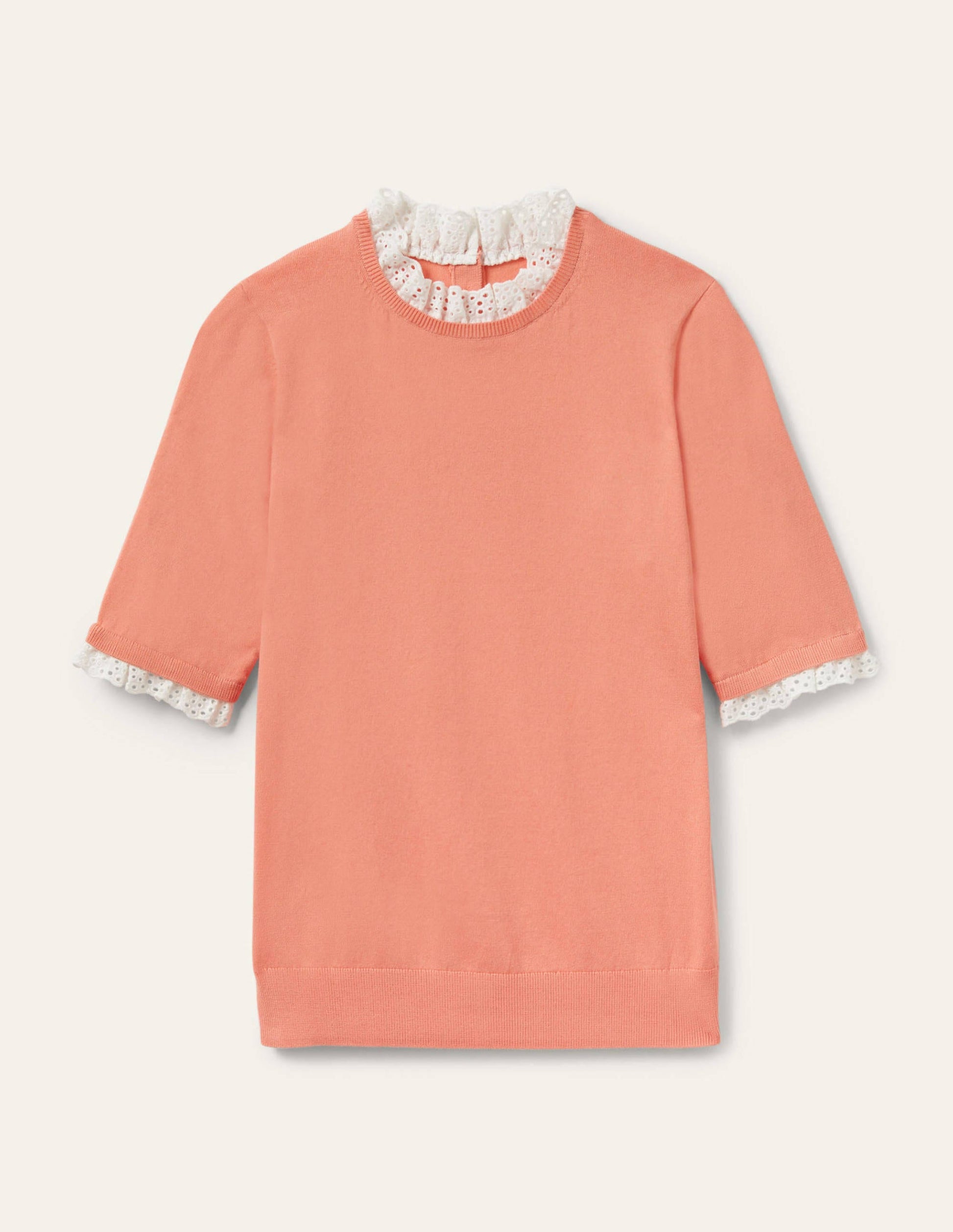 Woven Mix Knitted T-Shirt-Chalky Coral-6