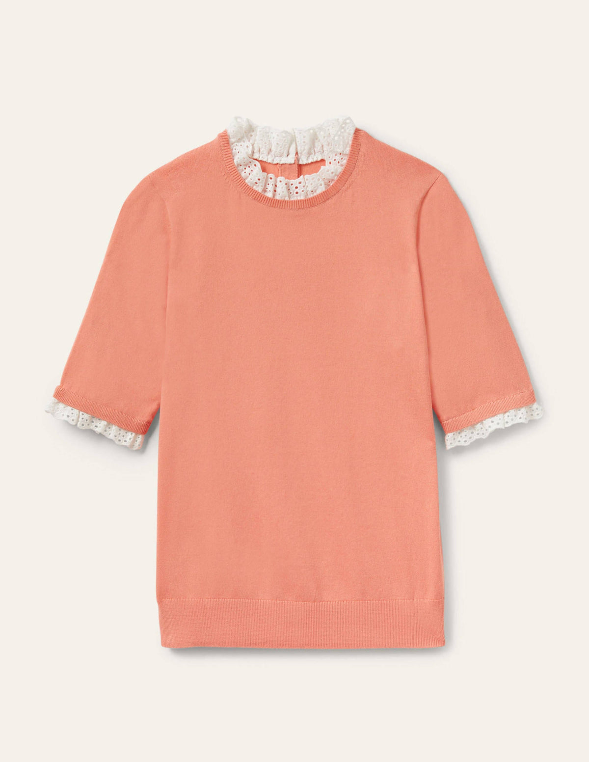 Woven Mix Knitted T-Shirt-Chalky Coral - Image 6