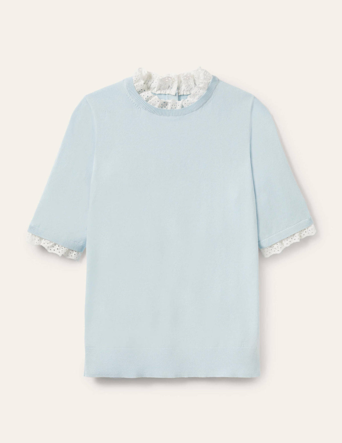 Woven Mix Knitted T-Shirt-Dawn Sky-5