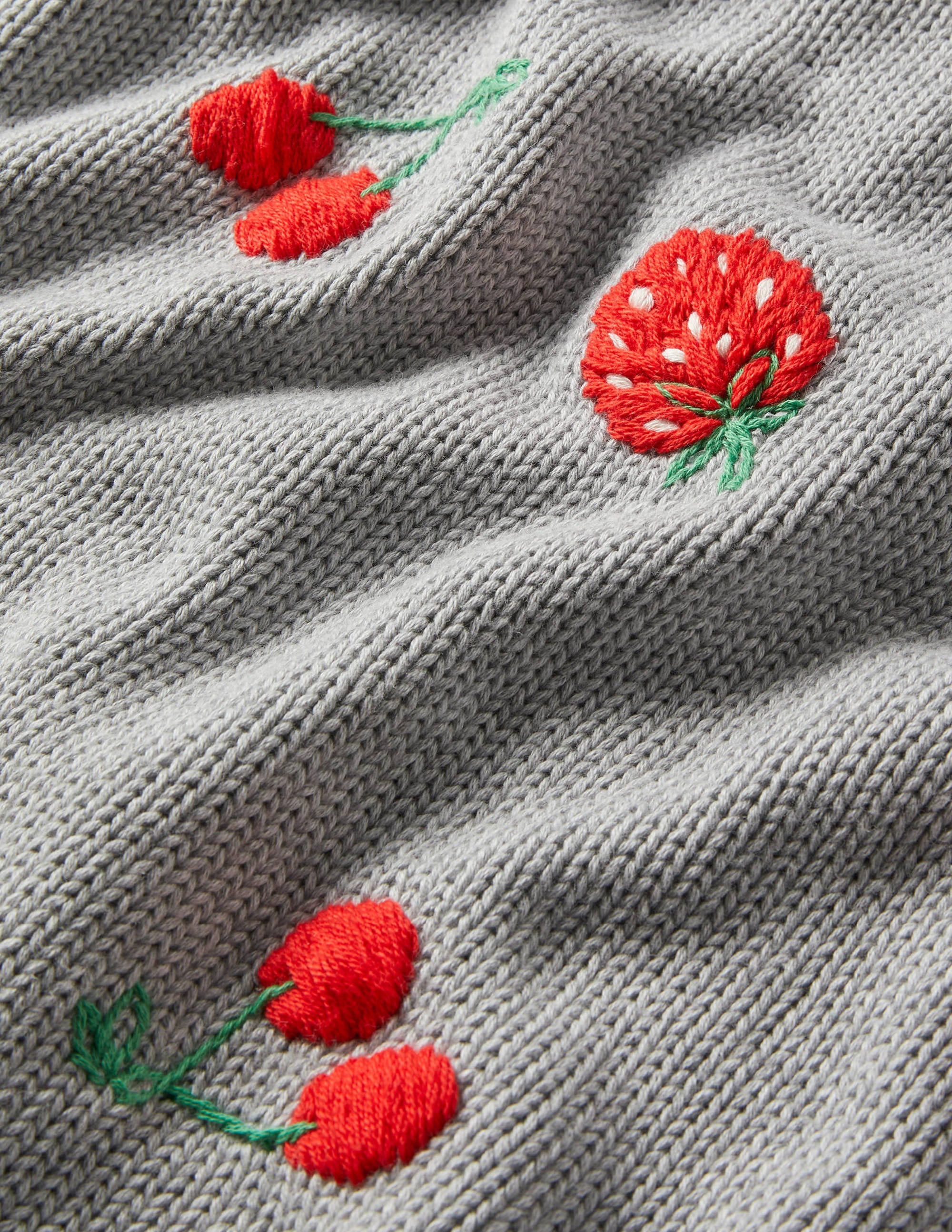 Embroidered Blouson Sweater-Silver Melange, Berries - Image 5