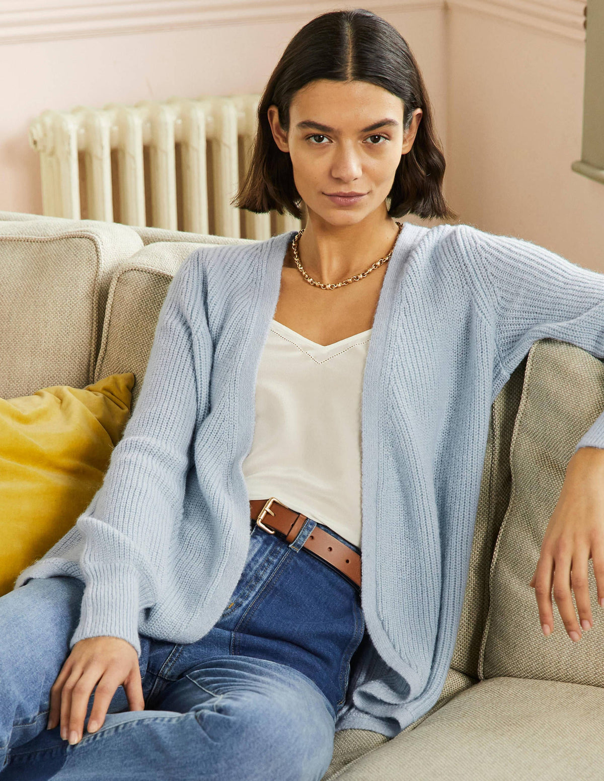 Relaxed Fluffy Cardigan-Dawn Sky - Image 1