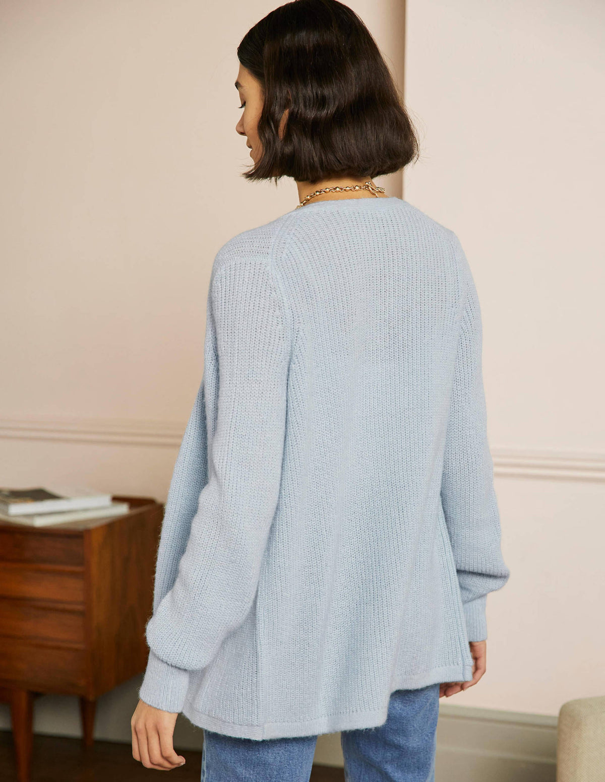 Relaxed Fluffy Cardigan-Dawn Sky-3