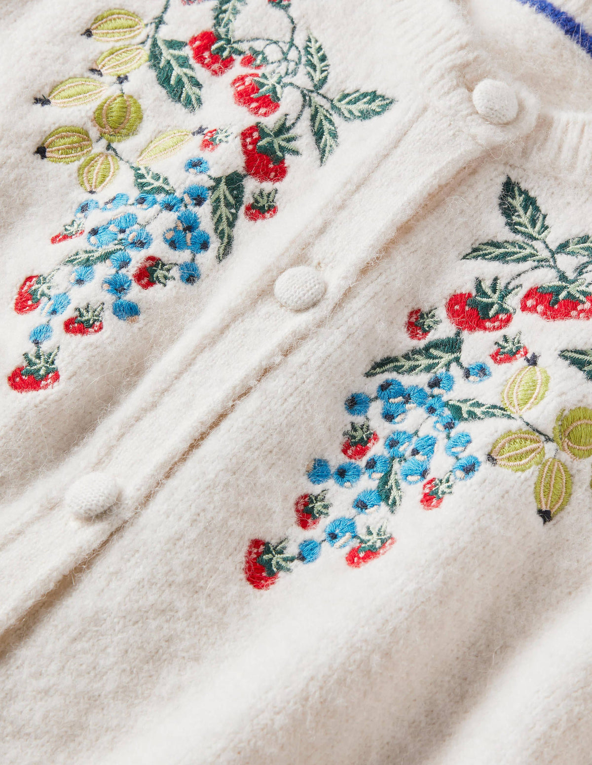 Embroidered Fluffy Cardigan-Ivory, Embroidery - Image 5