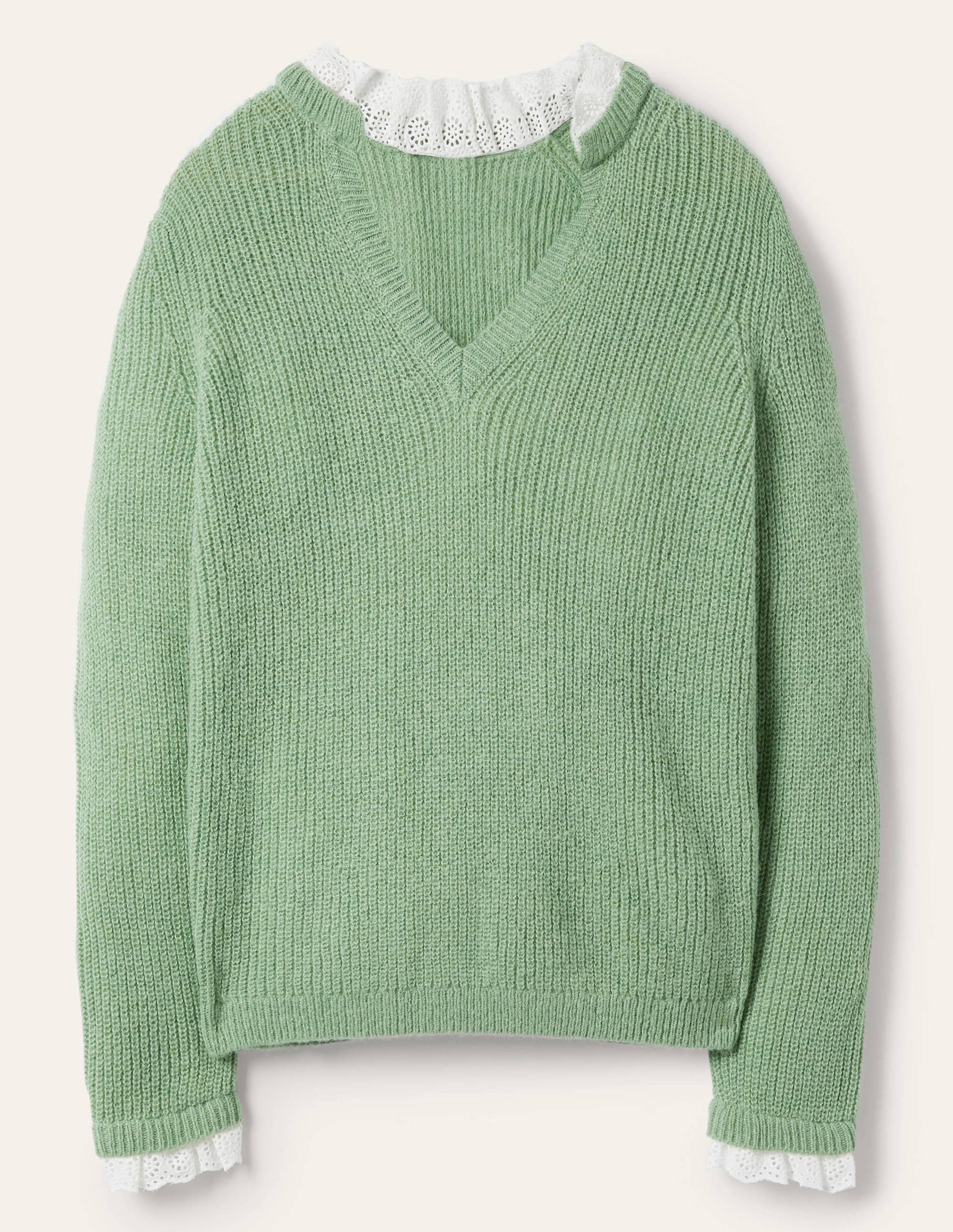 Fluffy Ribbed Mix Sweater-Basil-6