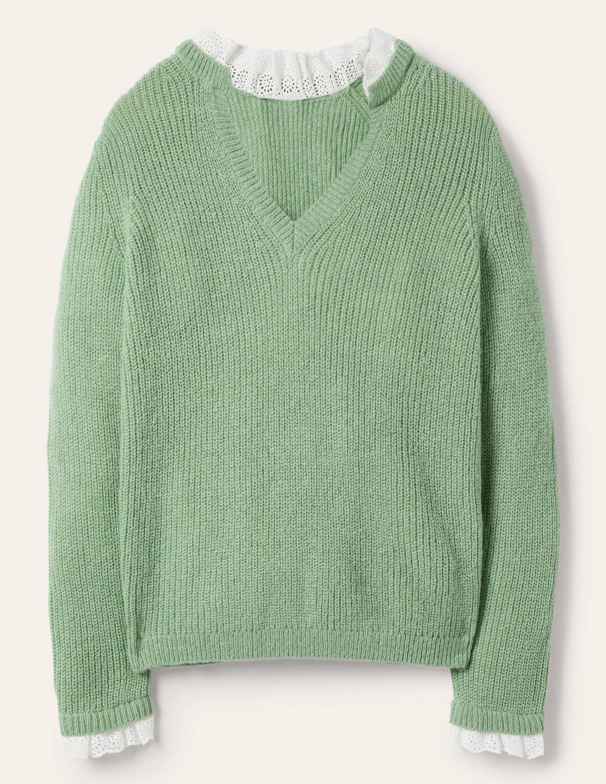 Fluffy Ribbed Mix Sweater-Basil - Image 6