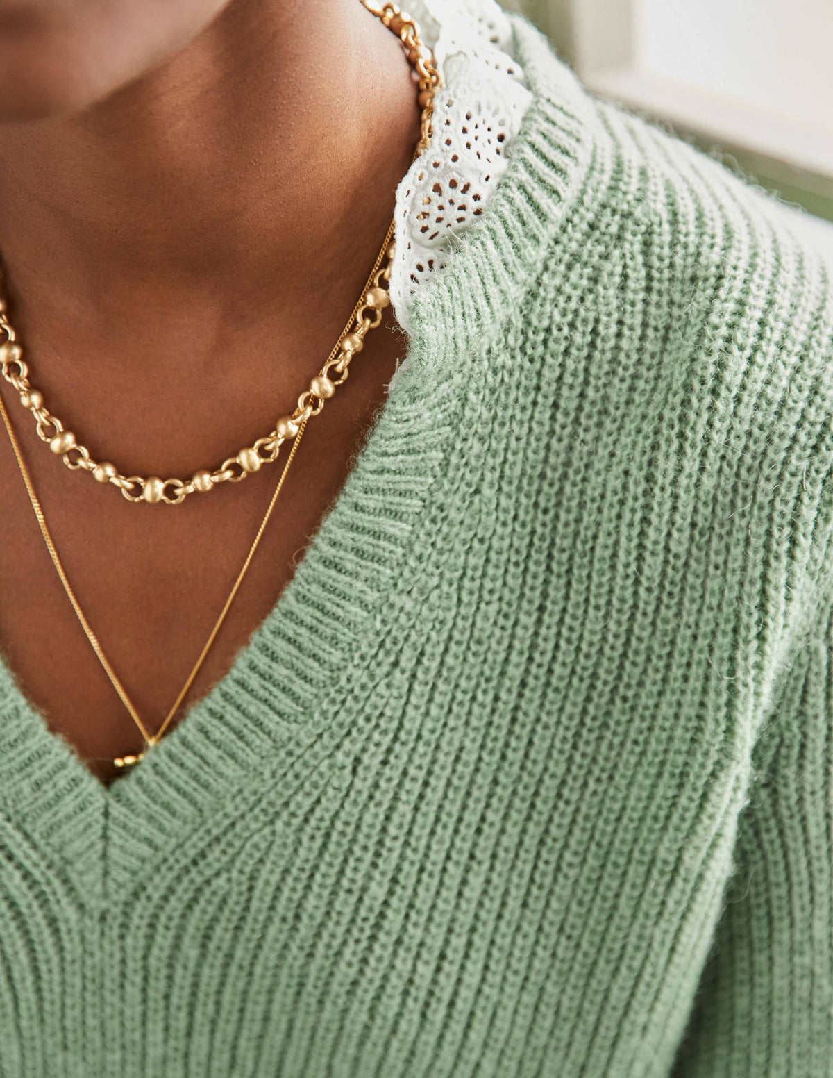 Fluffy Ribbed Mix Sweater-Basil - Image 2