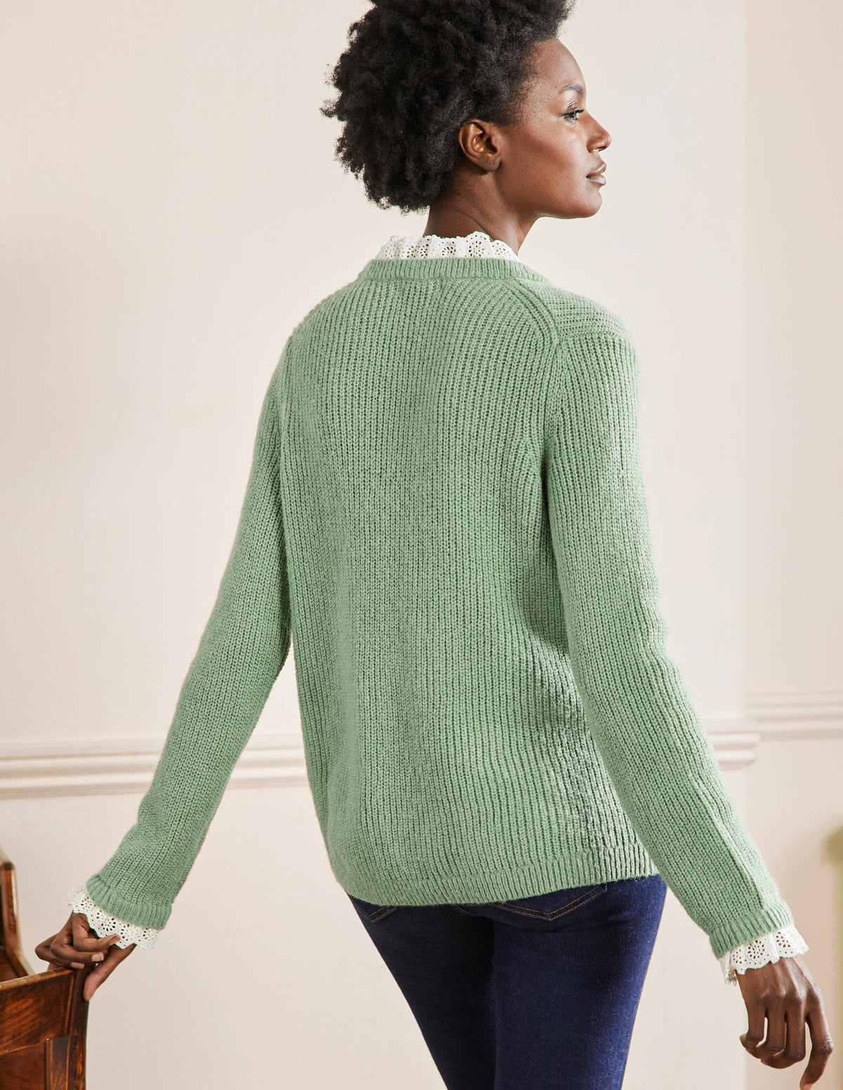 Fluffy Ribbed Mix Sweater-Basil - Image 3