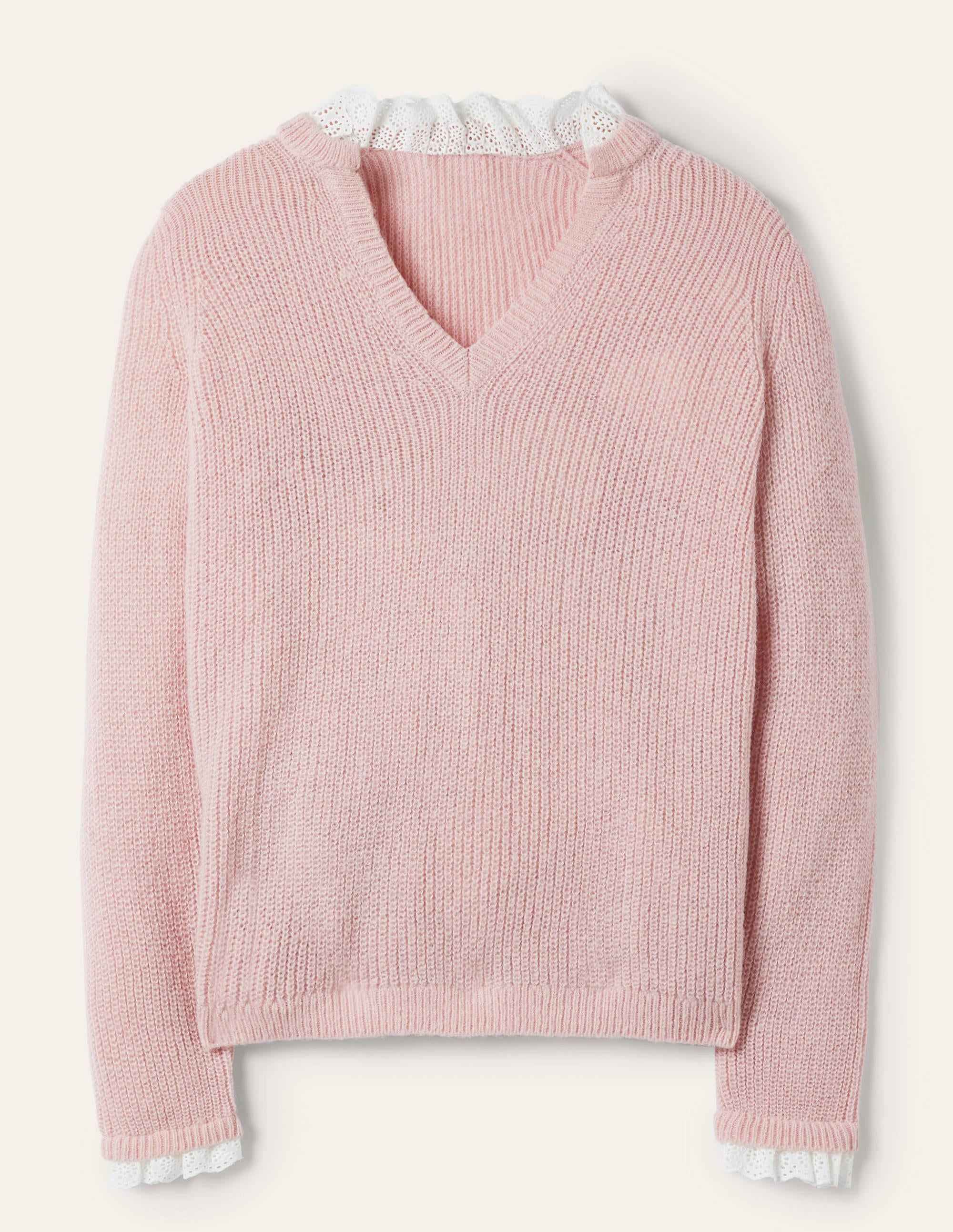 Fluffy Ribbed Mix Sweater-Milkshake - Image 6
