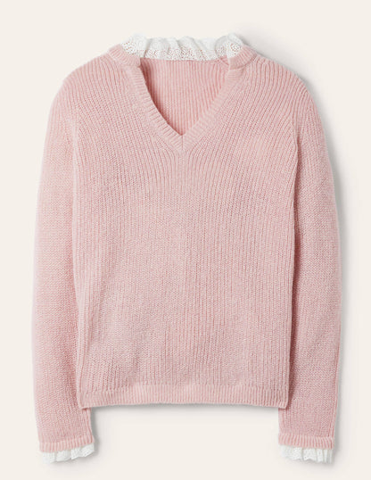 Fluffy Ribbed Mix Sweater-Milkshake-6