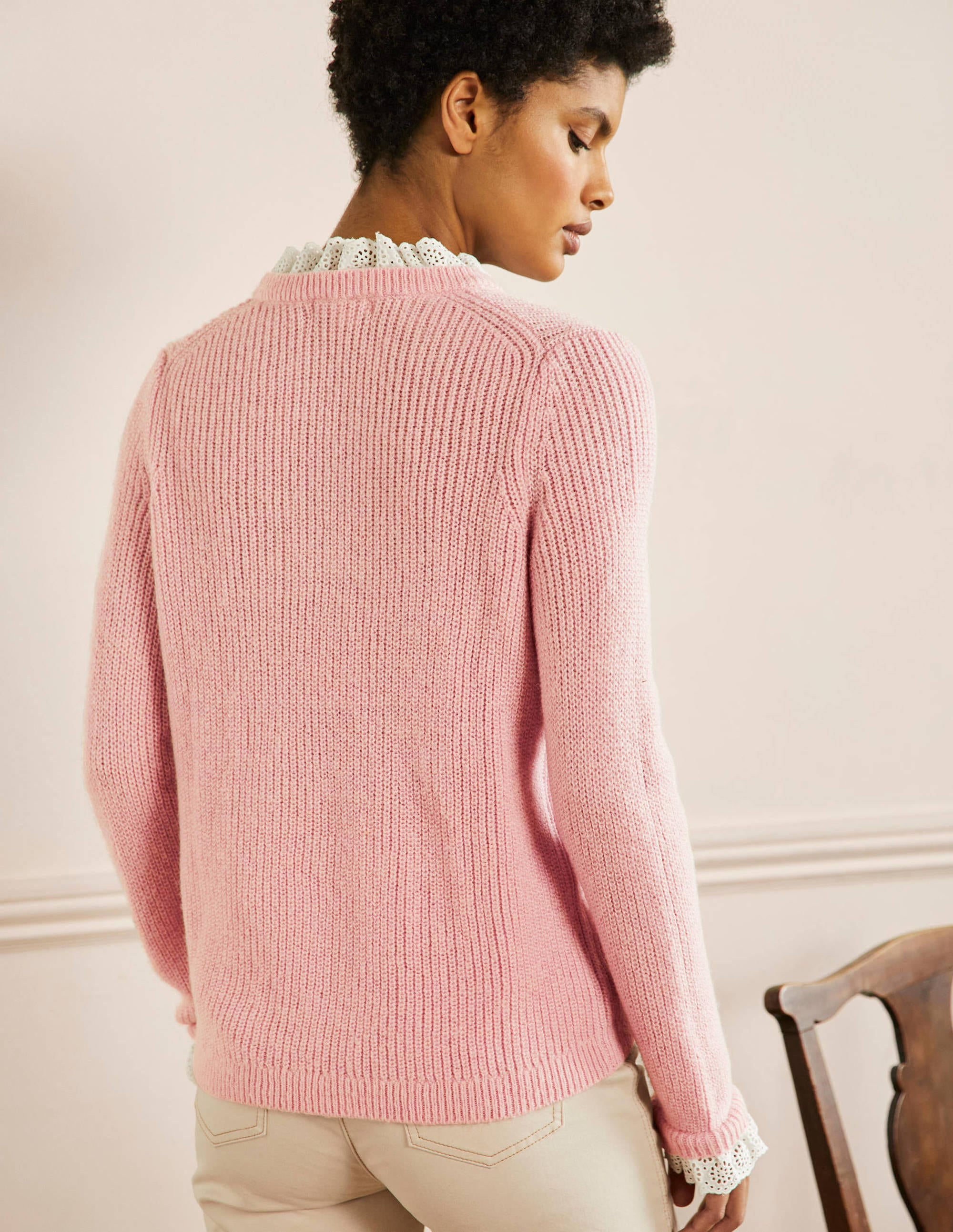 Fluffy Ribbed Mix Sweater-Milkshake - Image 3