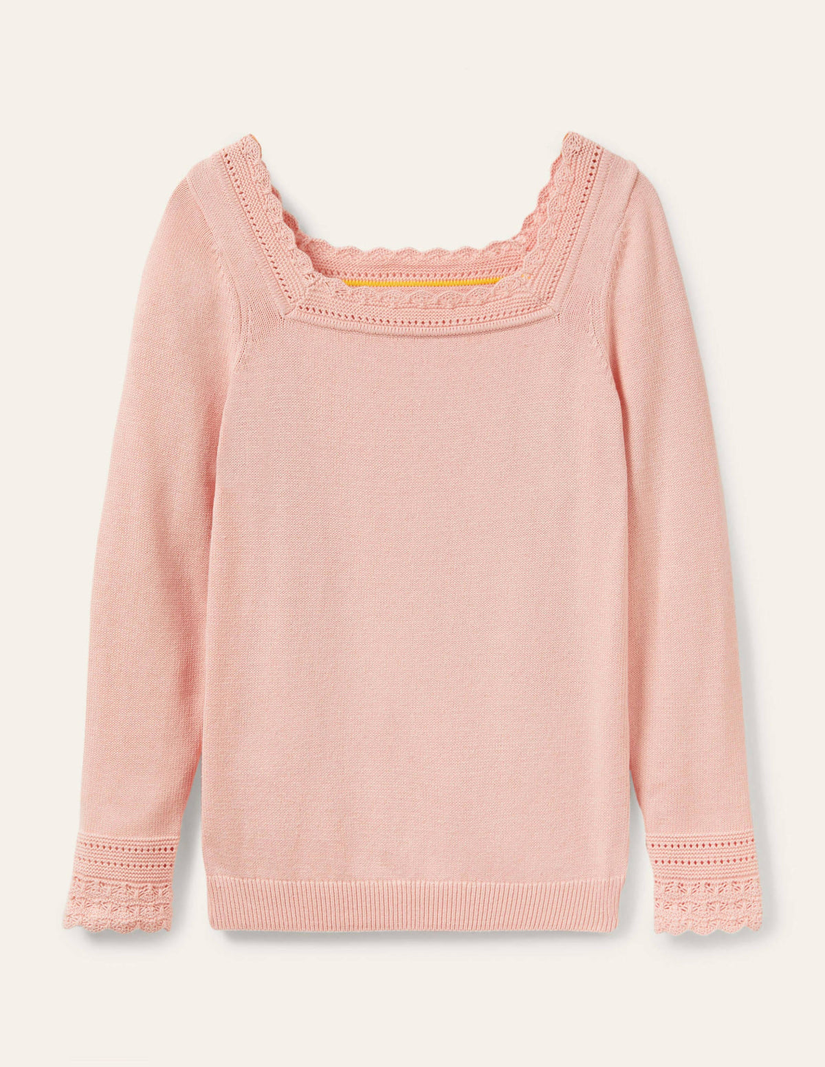 Scallop Crochet Trim Sweater-Milkshake - Image 6