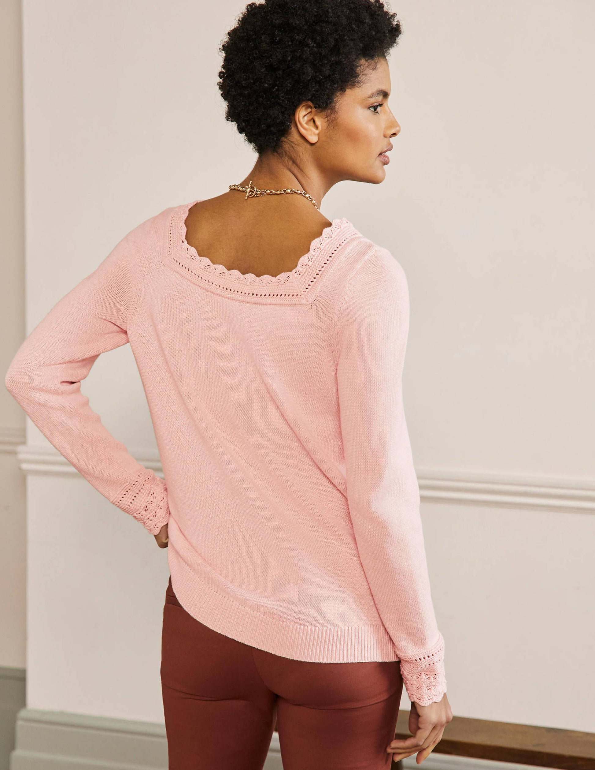 Scallop Crochet Trim Sweater-Milkshake-3