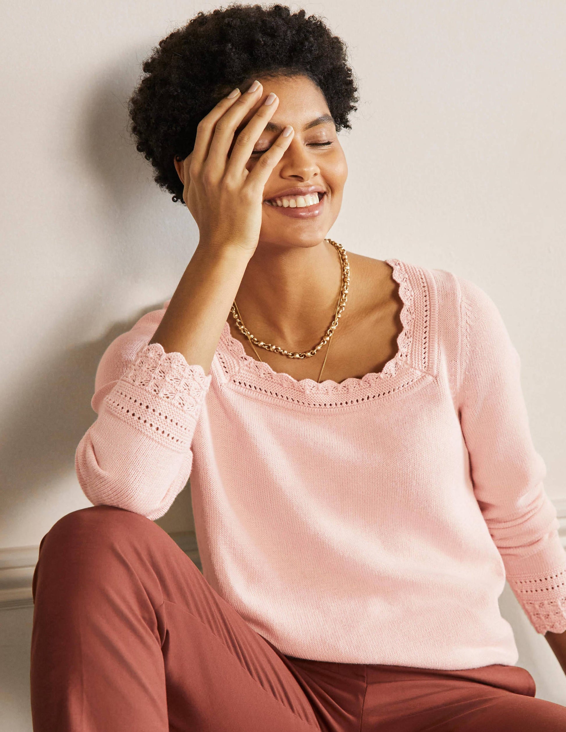 Scallop Crochet Trim Sweater-Milkshake-4