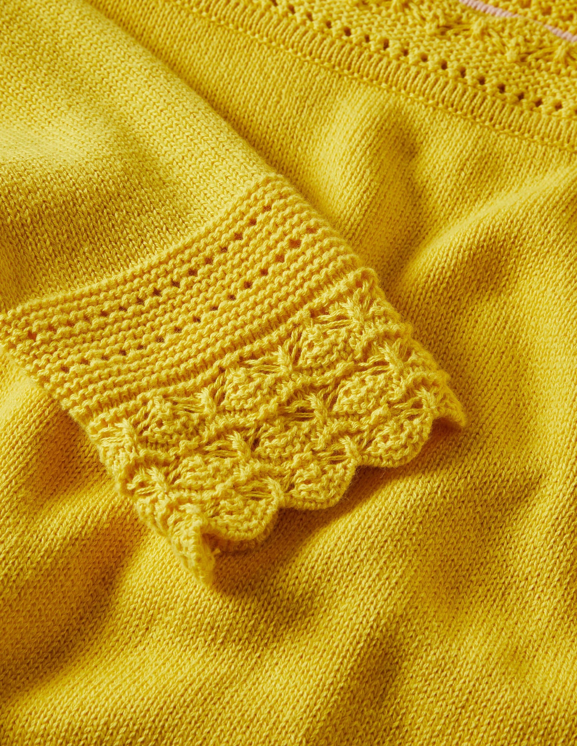 Scallop Crochet Trim Sweater-Lemon Fizz-5