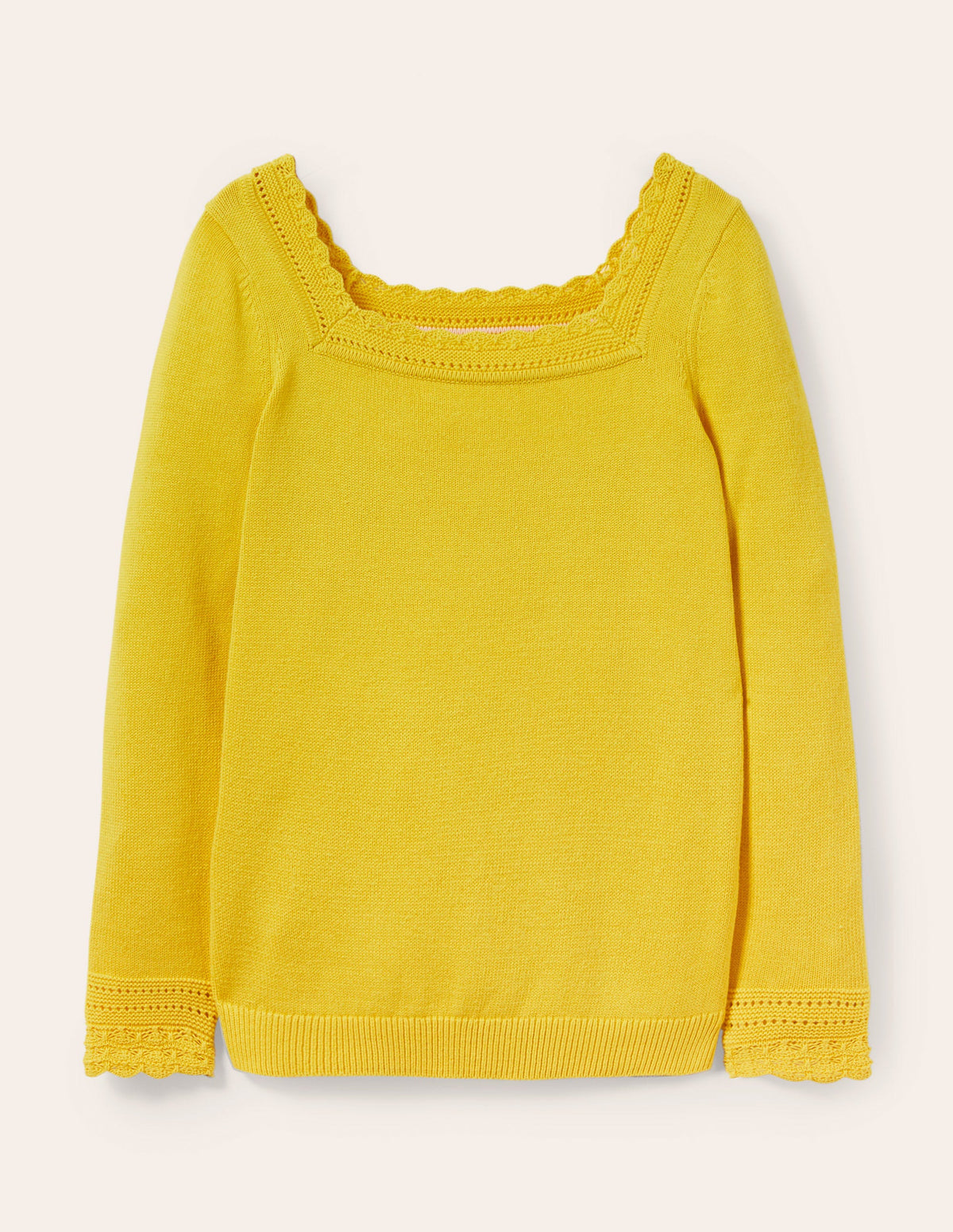 Scallop Crochet Trim Sweater-Lemon Fizz-6